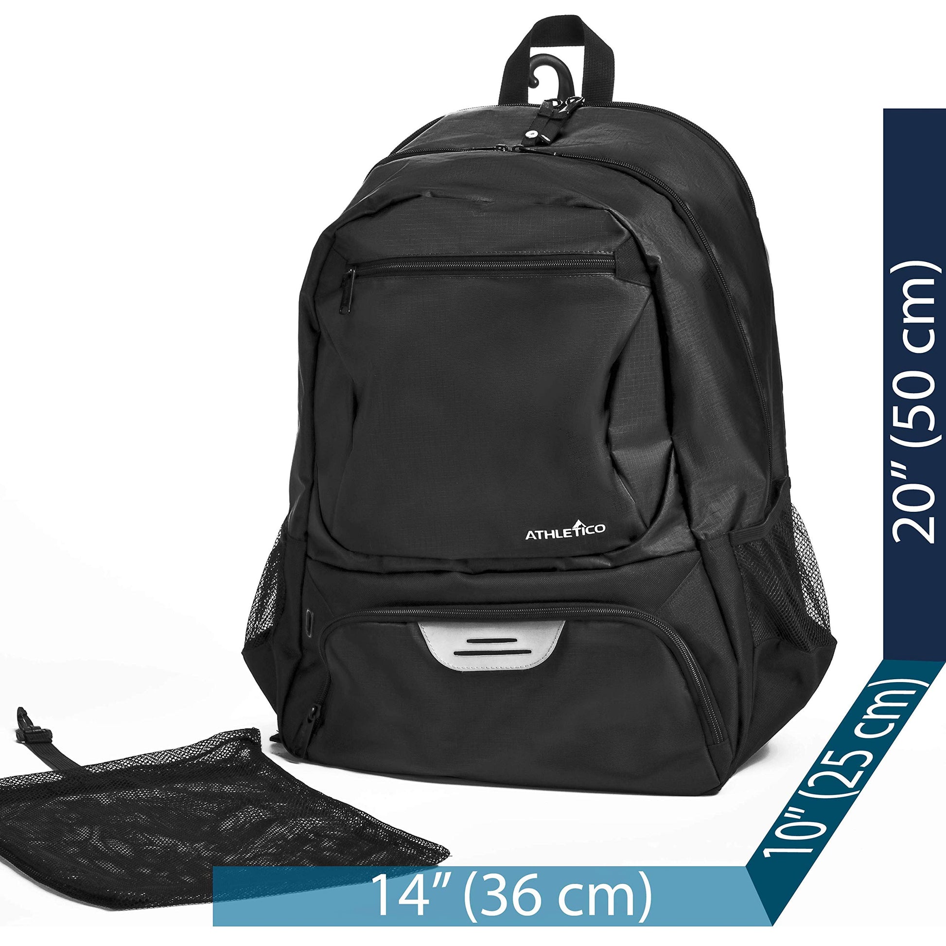 Athletico Premier - Mochila de tenis con compartimento acolchado para 2 raquetas, compartimento separado y ventilado para zapatos, bolsas de tenis para hombres o mujeres, Negro