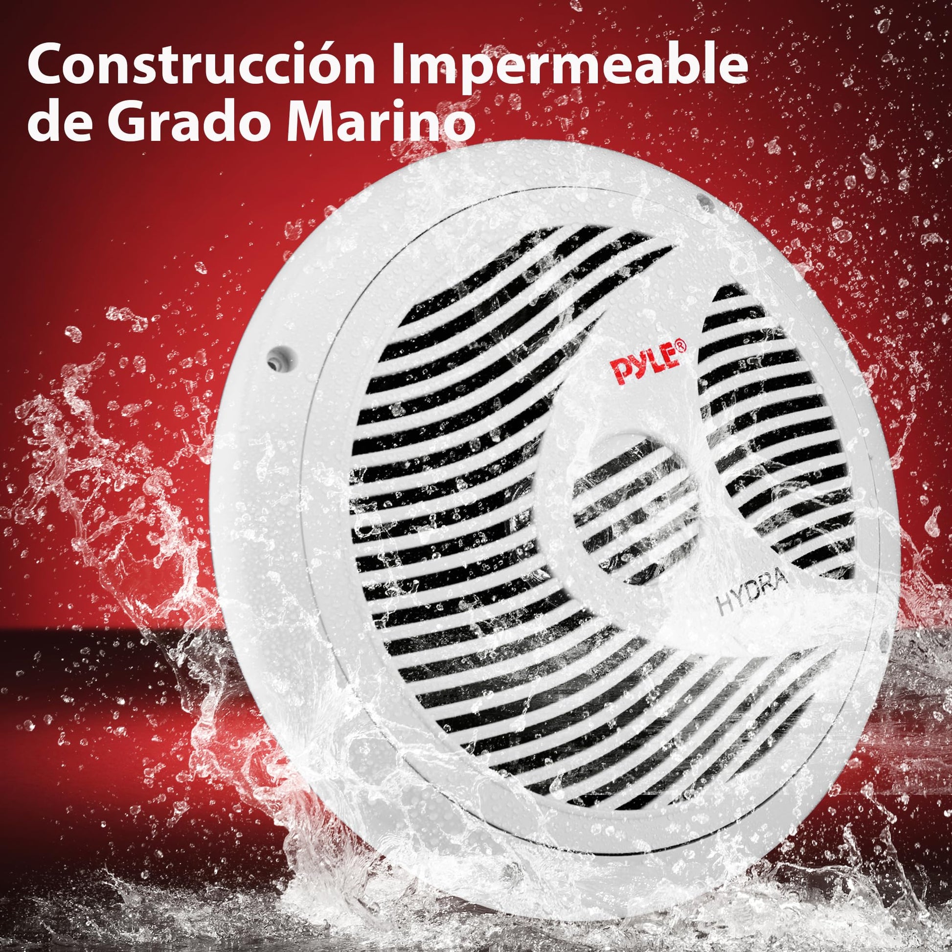 Pyle Bocinas Marinas 6.5 Pulgadas 150 Vatios, 2 Vías, Altavoces para Exteriores, Impermeables y Resistentes, Cono Policarbonato, Borde de Tela,1Par