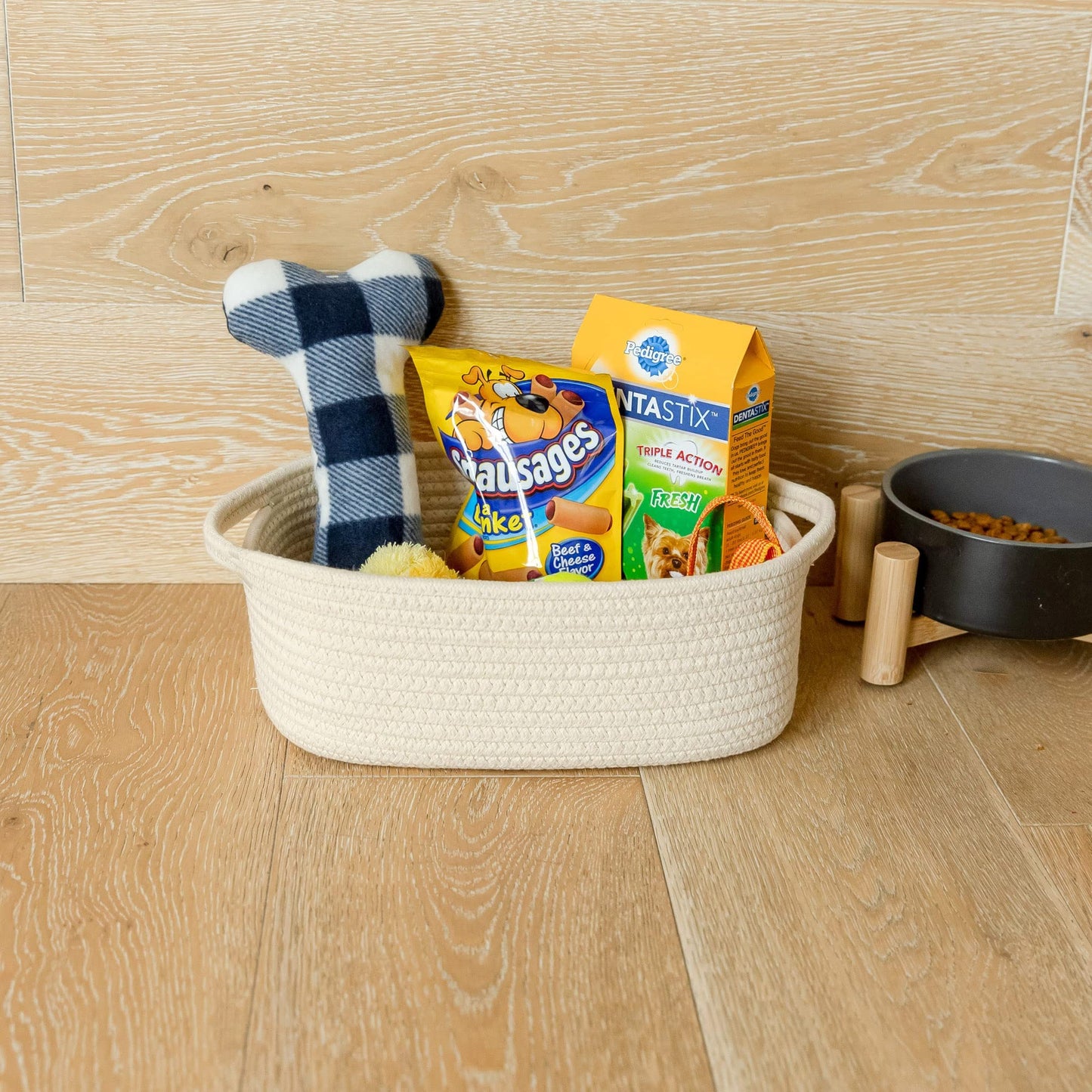 NaturalCozy - Juego de cestas de almacenamiento rectangulares de 5 piezas, canastas tejidas de cuerda de algodón natural para organizar Cesta pequeña para Montessori, guardería de bebé, cestas de juguete para perros, caja de juguetes para gatos, contenedo