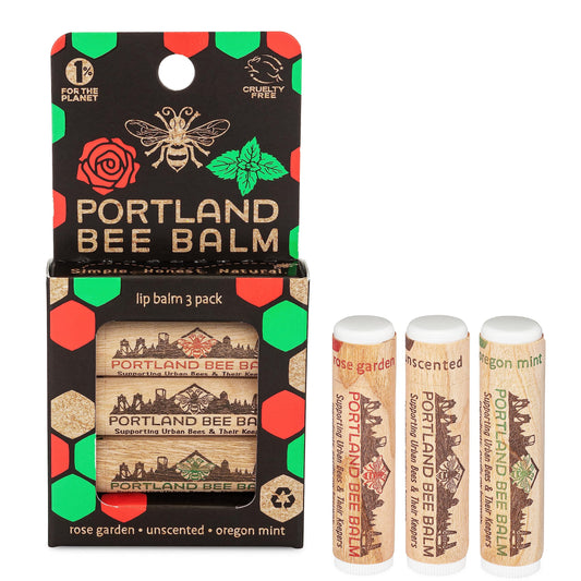 Bálsamo Labial Portland Bee Balm Menta y Rosa Natural Hecho a Mano 3 Unidades