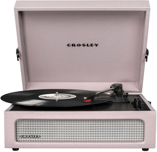 Crosley CR8017B-AM Voyager Vintage Portable Vinyl Record Player Turntable with Bluetooth in/out and Built-in Speakers, Amethyst