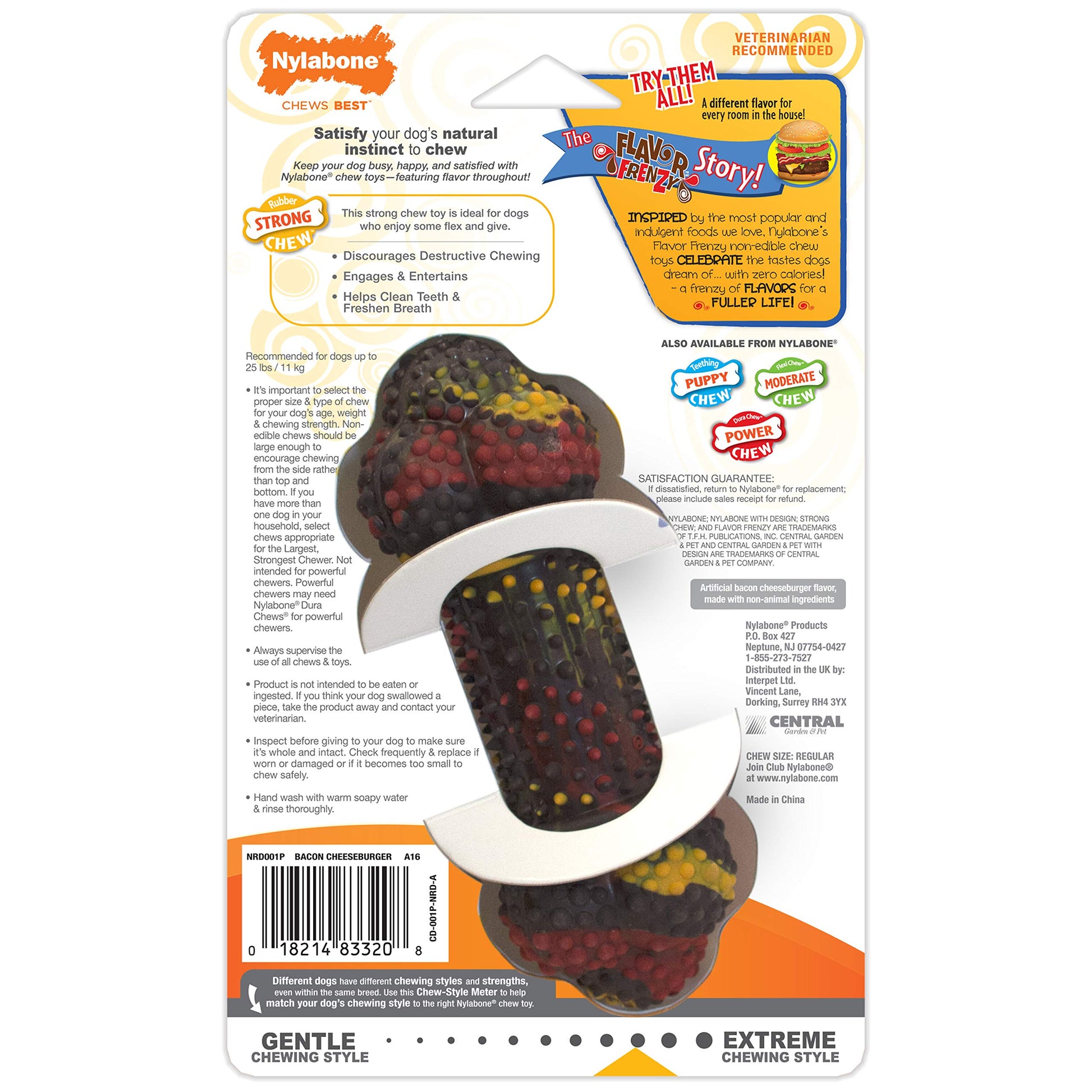 Juguete para Masticar Nylabone Sabor Bacon Cheeseburger para Perro