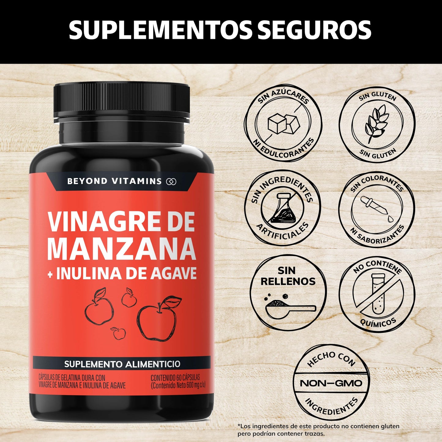 Vinagre de Manzana Daily Life en Cápsulas sin Azúcar con Inulina de Agave