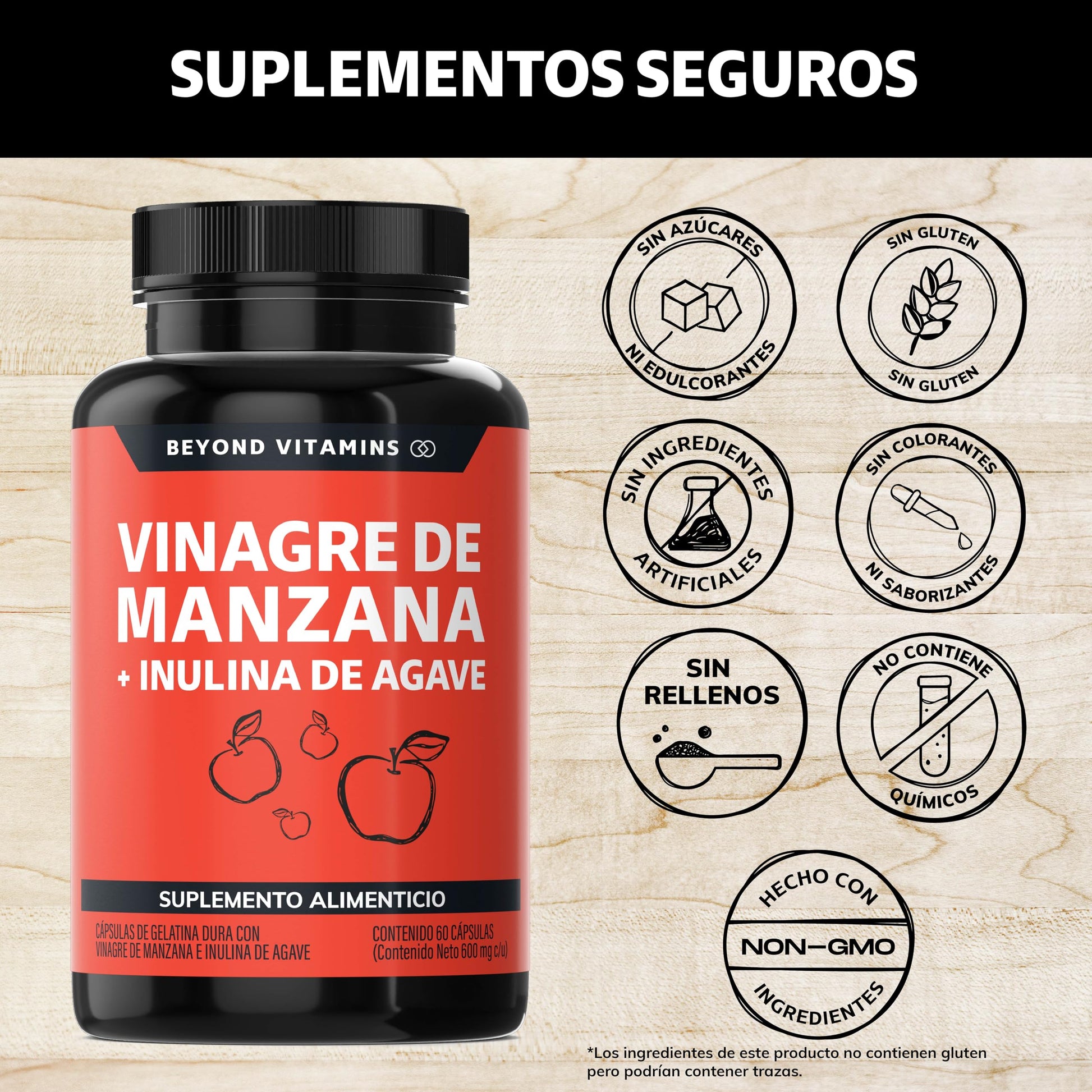 Vinagre de Manzana Daily Life en Cápsulas sin Azúcar con Inulina de Agave