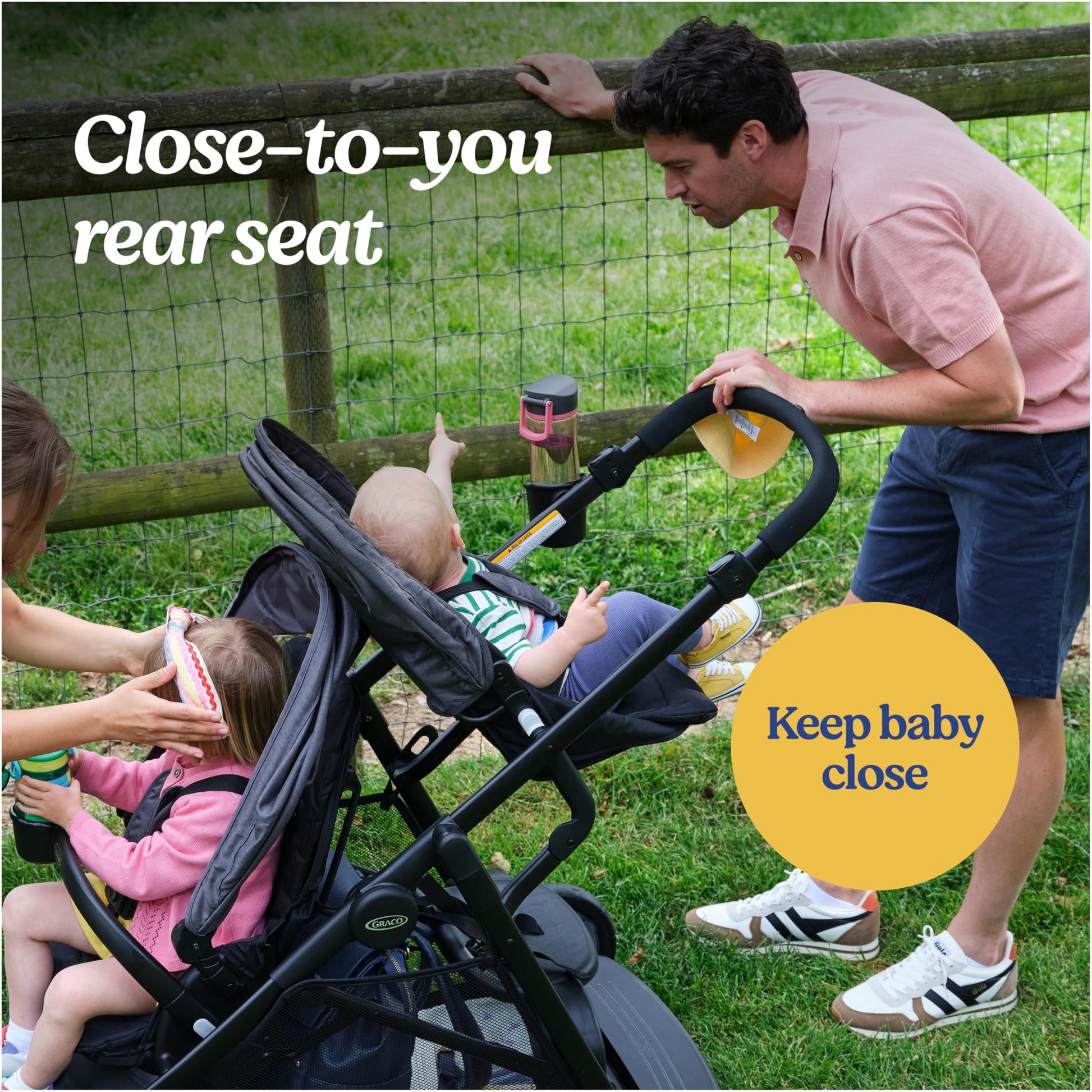 Graco Ready2Grow LX 2.0 carriola doble con asiento de banco y opciones de plataforma de pie, Clark