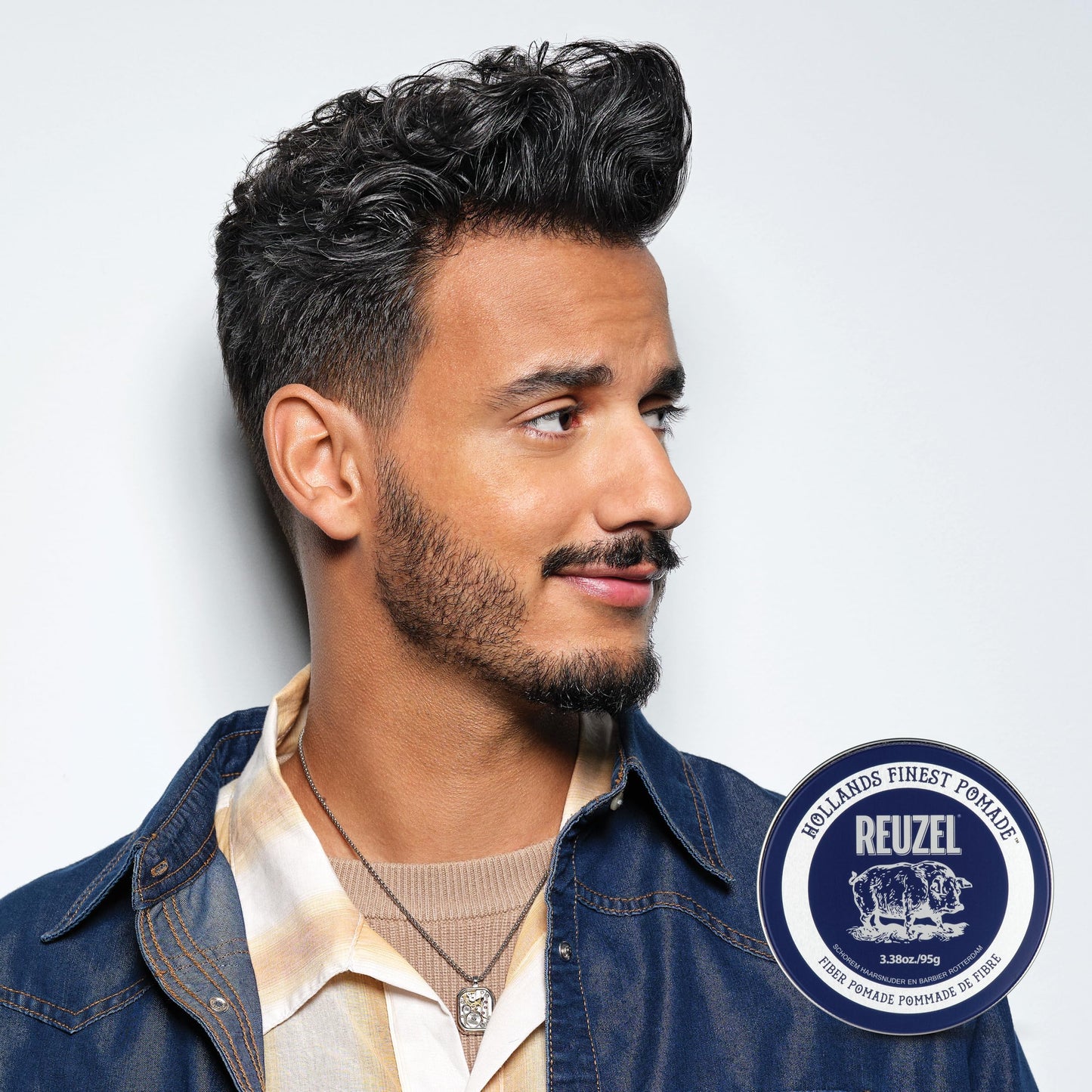 Reuzel Pomada de fibra, brillo suave, fijación firme, textura, aspecto más voluminoso, fácil de peinar durante el día, 3,38 oz/95 g
