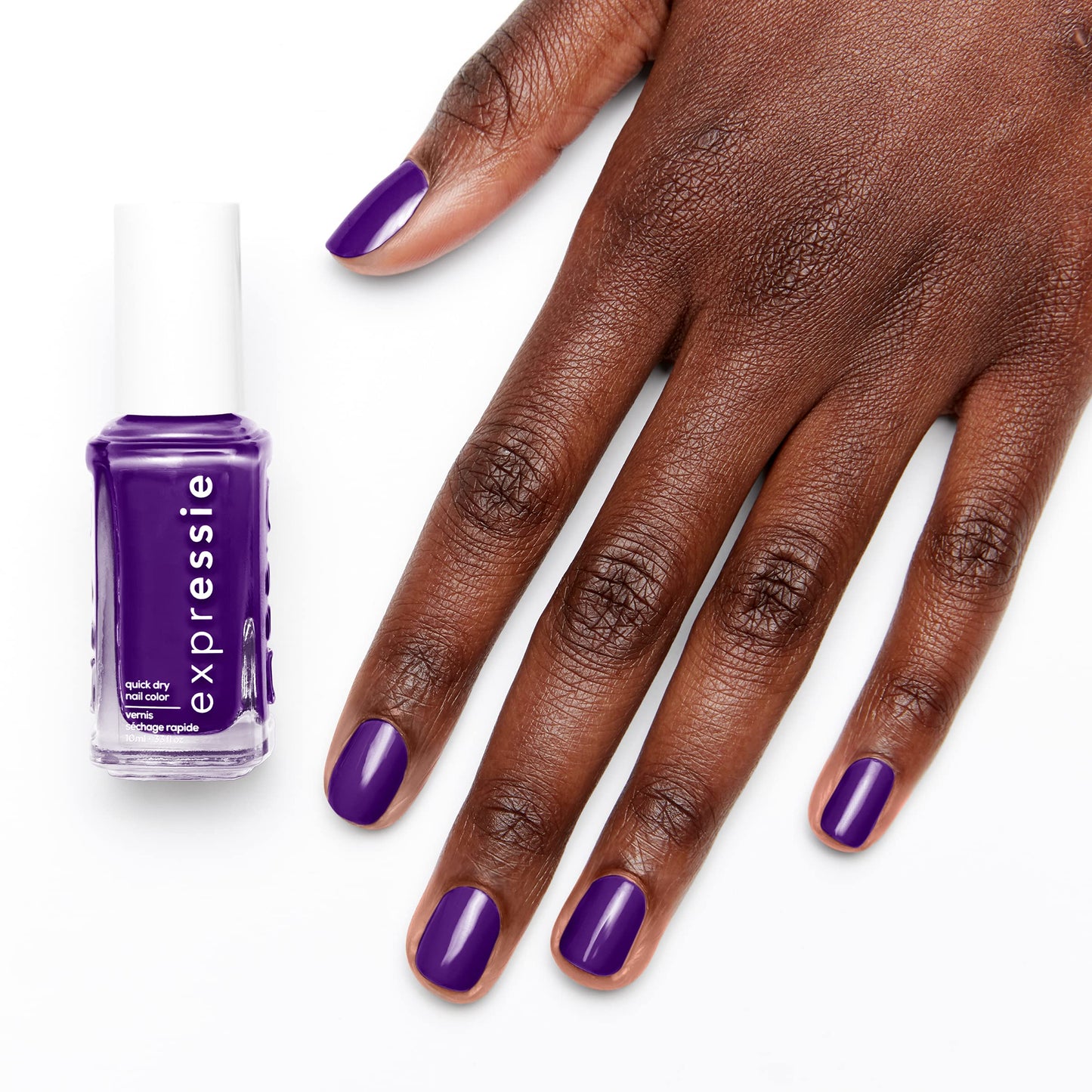 essie expressie Quick Dry Vegan Nail Polish, Vibrant Purple with Blue Undertones, No Time to Pause, 0.33 Ounce