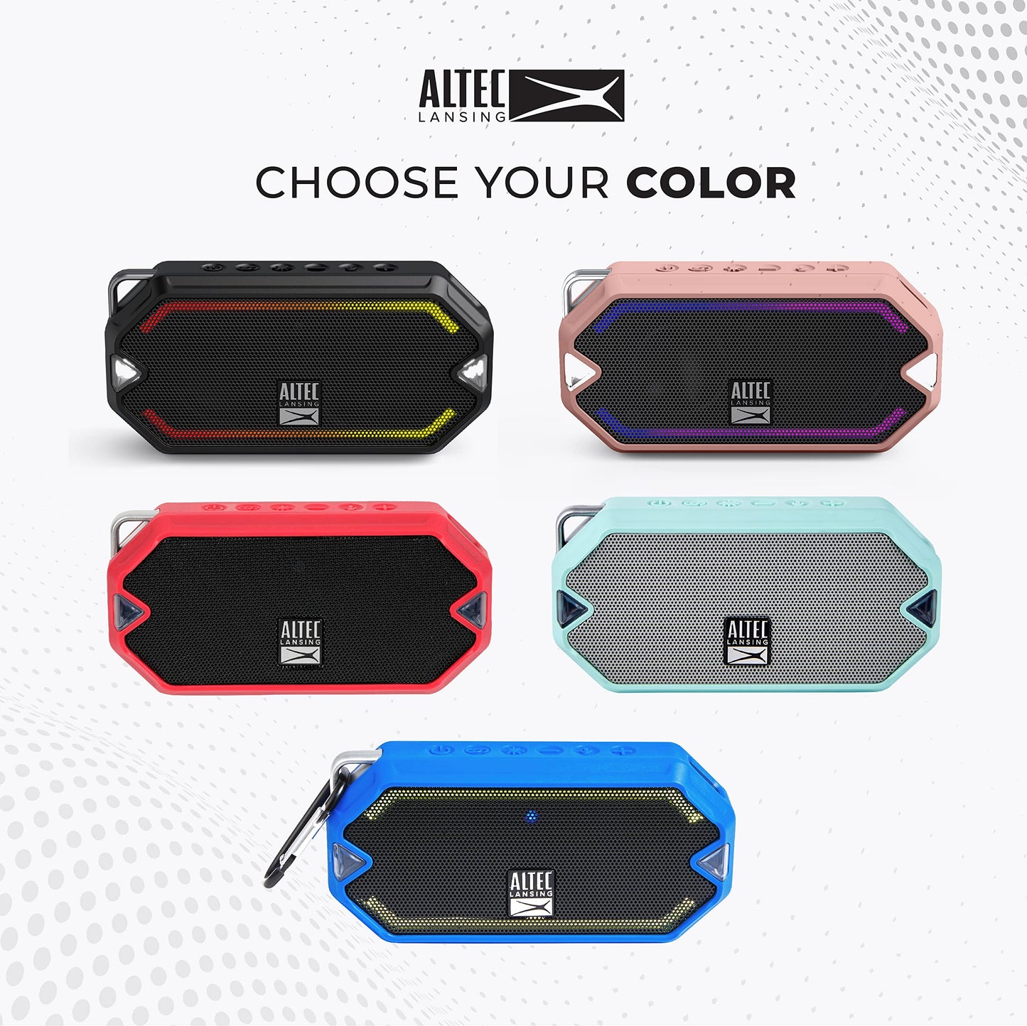 Altec Lansing - Altavoz inalámbrico HydraMini Bluetooth, batería recargable USB C impermeable IP67 con 6 horas de reproducción, compacto, a prueba de golpes, a prueba de nieve, a prueba de todo (verde