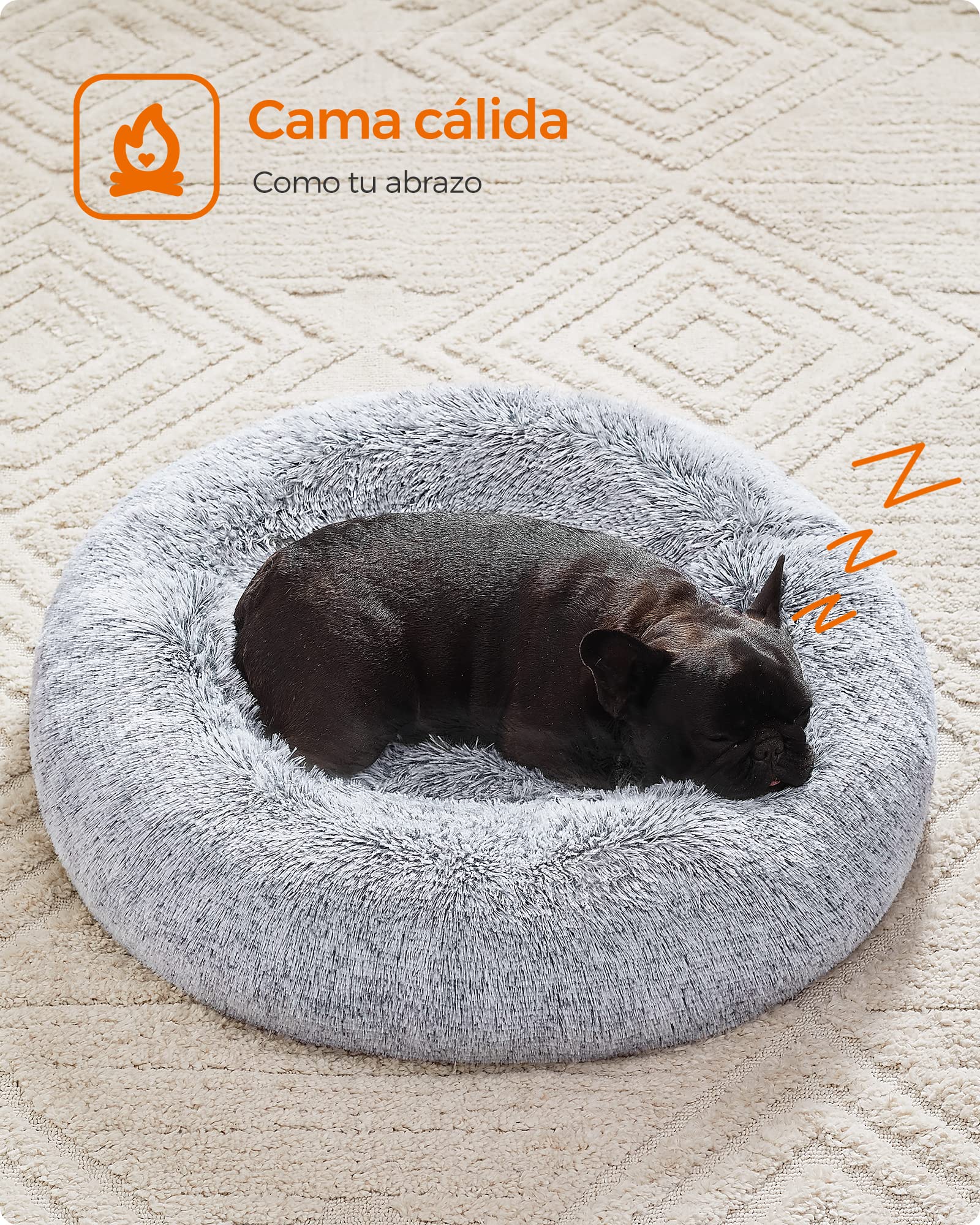 Cama de Perros Feandrea Gris Ombré con Cojín Central Extraíble y Lavable