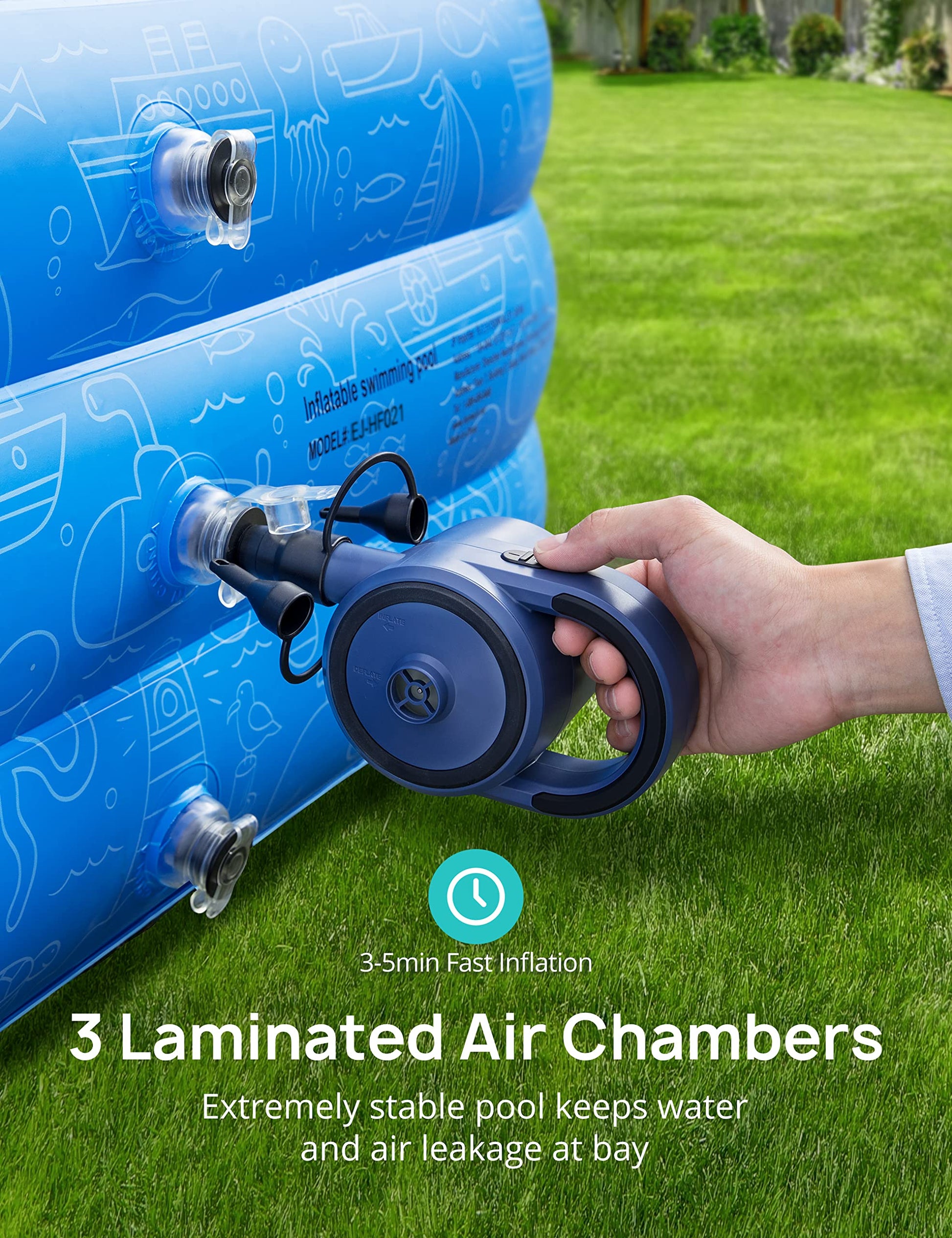 Piscina Inflable Evajoy Azul 92 x 56 x 18 Pulgadas para Niños a Partir de 3 Años