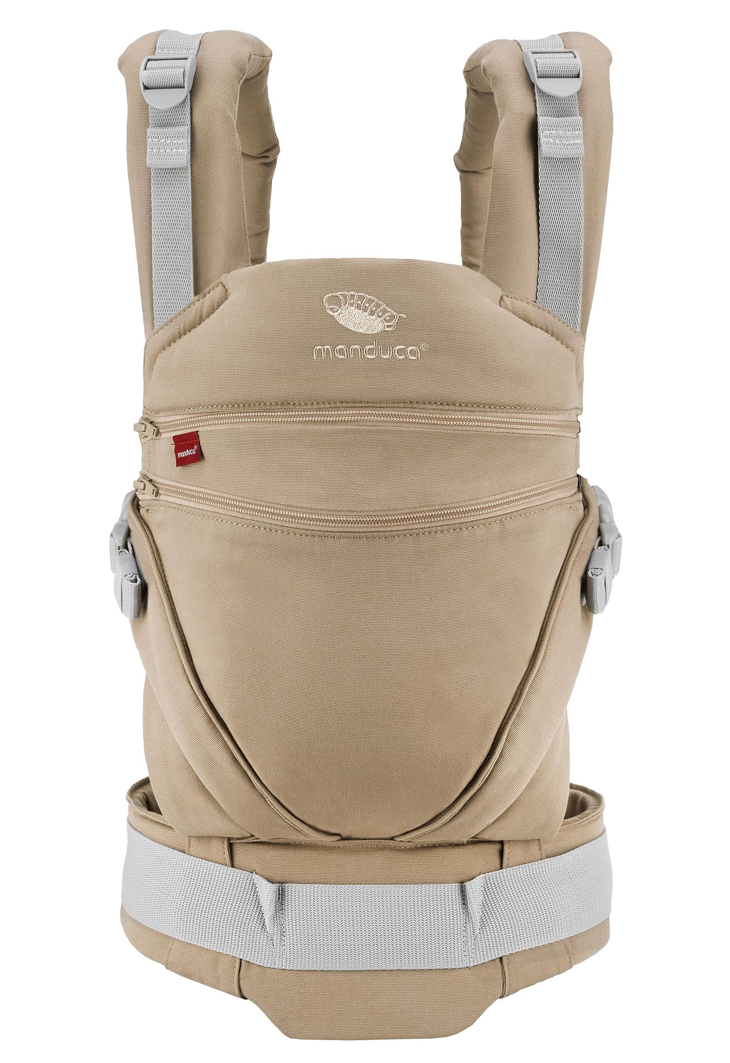 Manduca XT, portabebés con asiento ajustable, 3 posiciones de transporte (delantero, cadera y espalda), algodón orgánico, crece con tu bebé (3,5-20 kg), Monochrome Nougat, XT Cotton