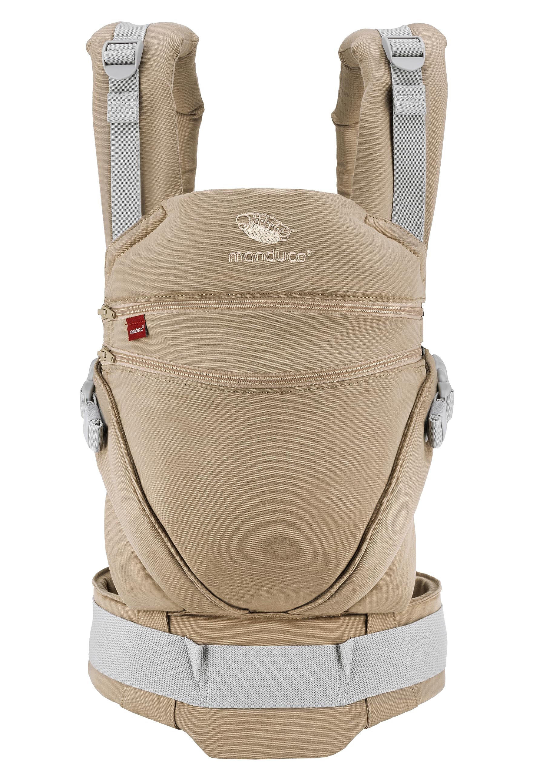Manduca XT, portabebés con asiento ajustable, 3 posiciones de transporte (delantero, cadera y espalda), algodón orgánico, crece con tu bebé (3,5-20 kg), Monochrome Nougat, XT Cotton
