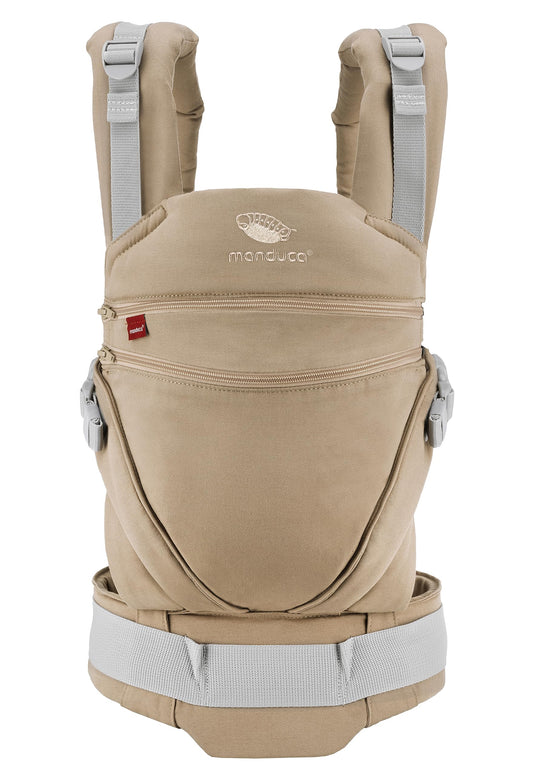 Manduca XT, portabebés con asiento ajustable, 3 posiciones de transporte (delantero, cadera y espalda), algodón orgánico, crece con tu bebé (3,5-20 kg), Monochrome Nougat, XT Cotton