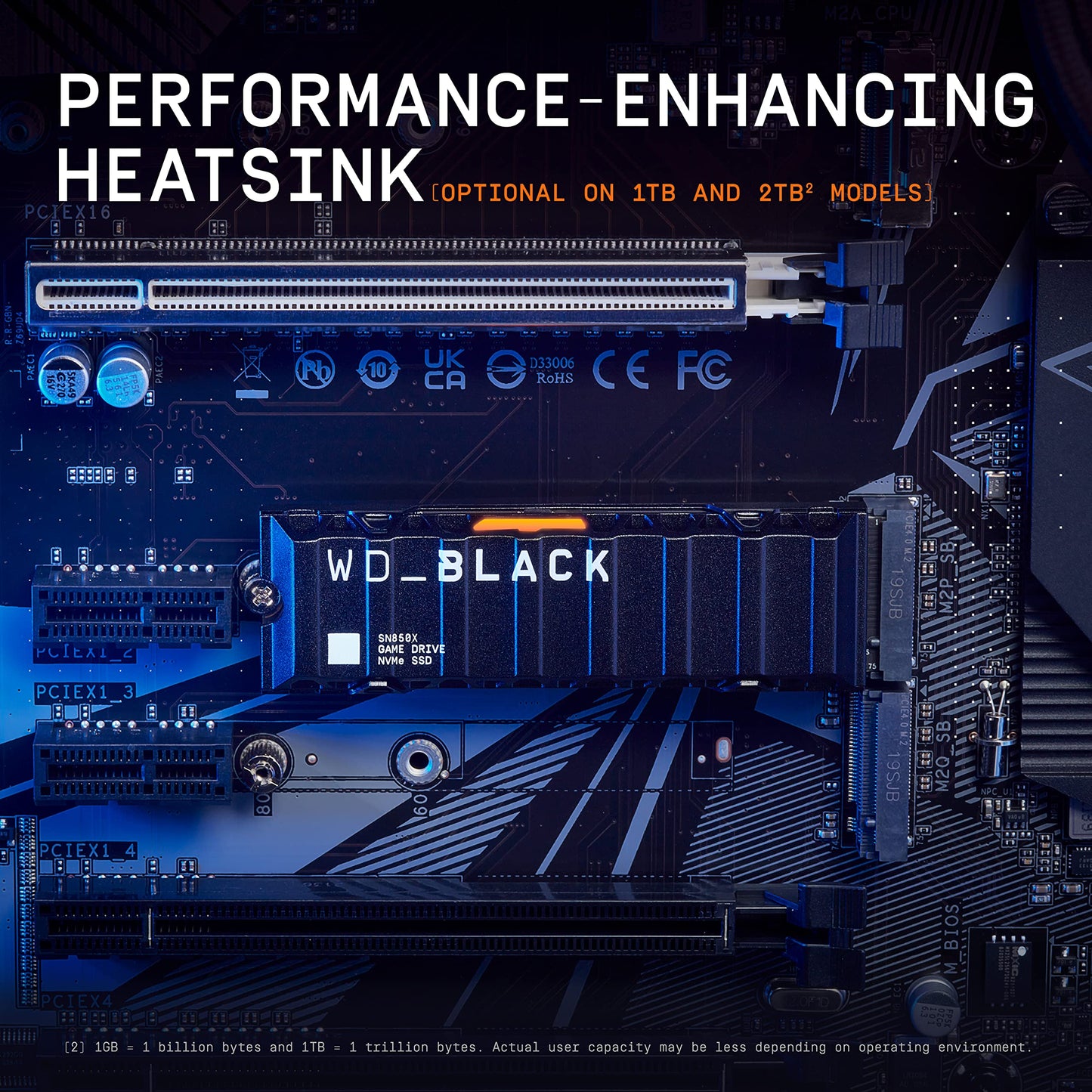 WD_BLACK 1TB SN850X NVMe Unidad Interna de Estado sólido SSD para Juegos con disipador de Calor - Funciona con PlayStation 5, Gen4 PCIe, M.2 2280, hasta 7.300 MB/s - WDS100T2XHE