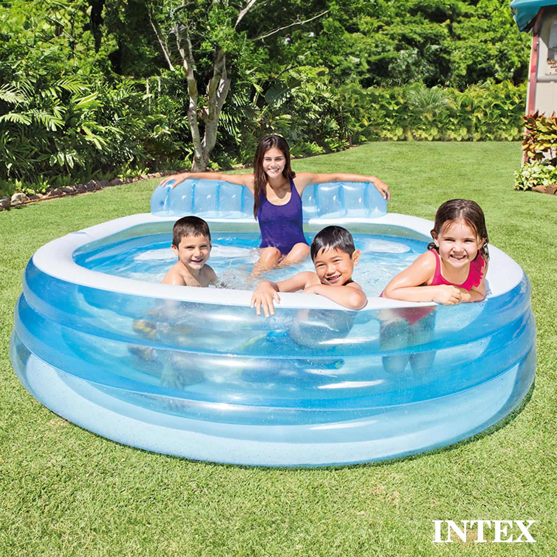 Intex Swim Center™ Inflatable Family Lounge Pool, 88in X 85in X 30in, for Ages 3+