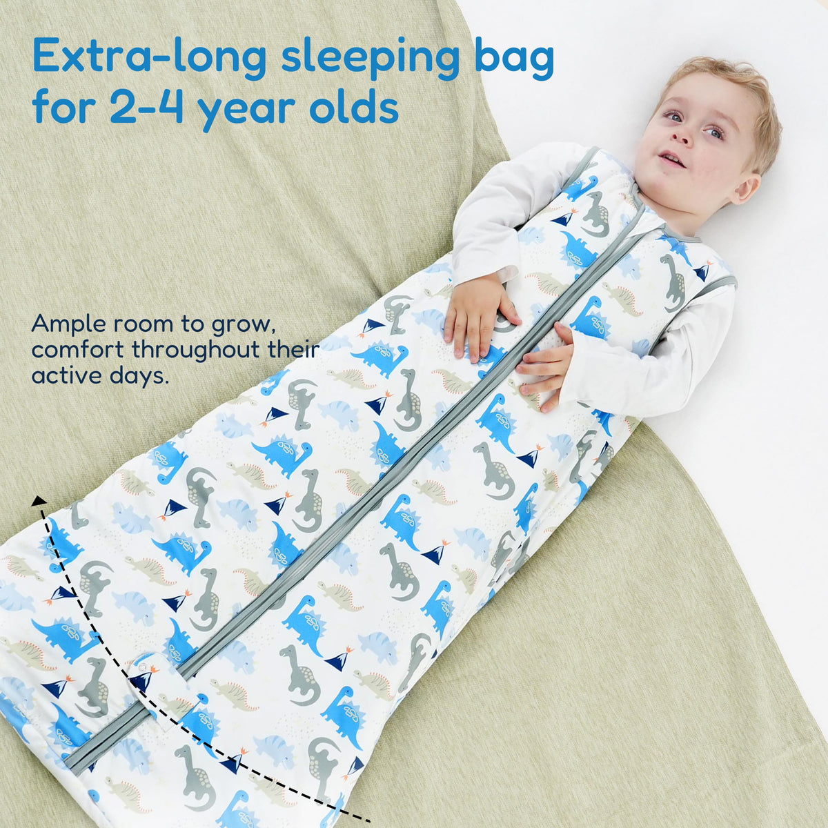 TotAha - Saco de dormir para niños pequeños, 1.0 TOG, 2T-3T-4T, saco de