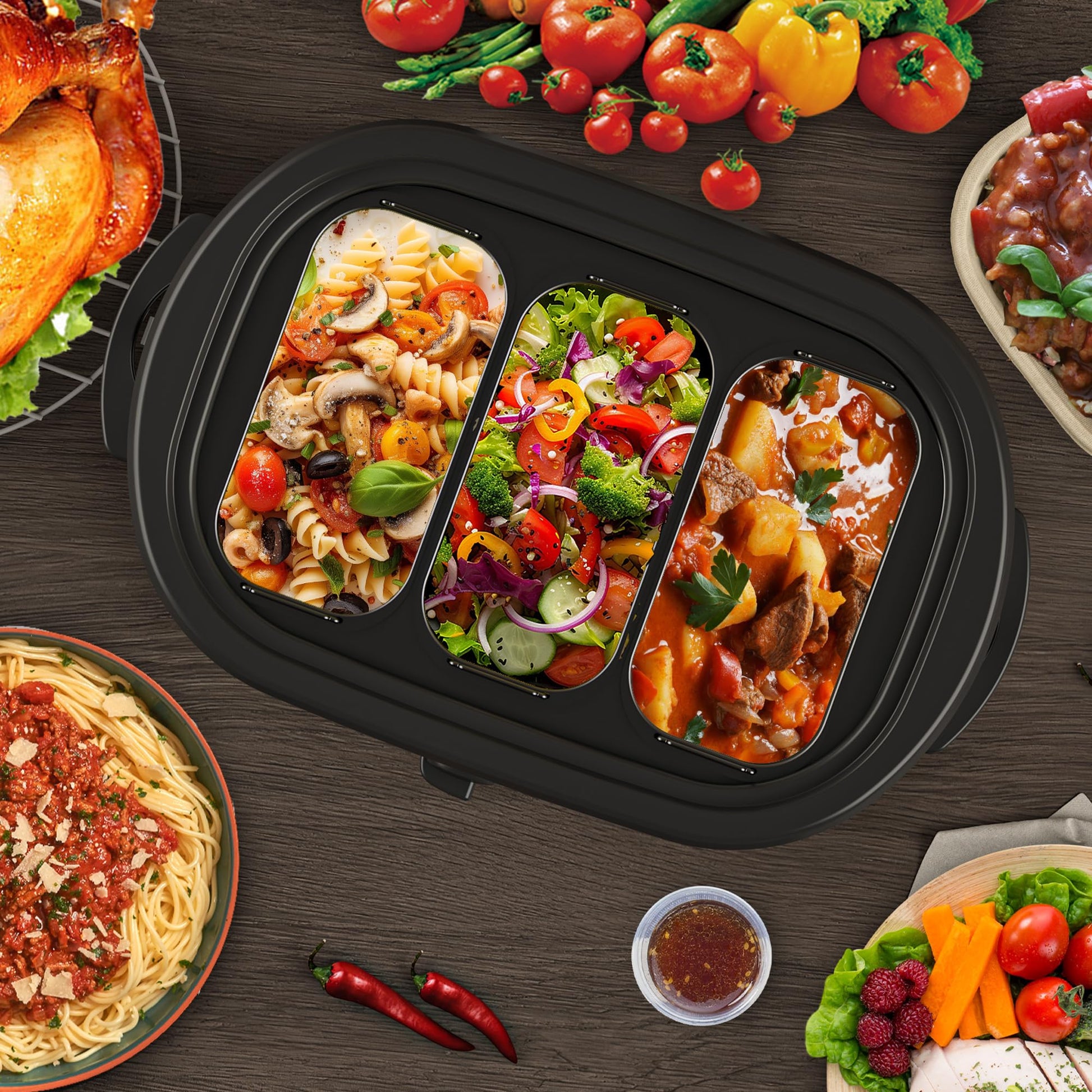 Horno Tostador Eléctrico Sunvivi 24 Cuartos con Control de Temperatura y Bandejas de Buffet Extraíbles