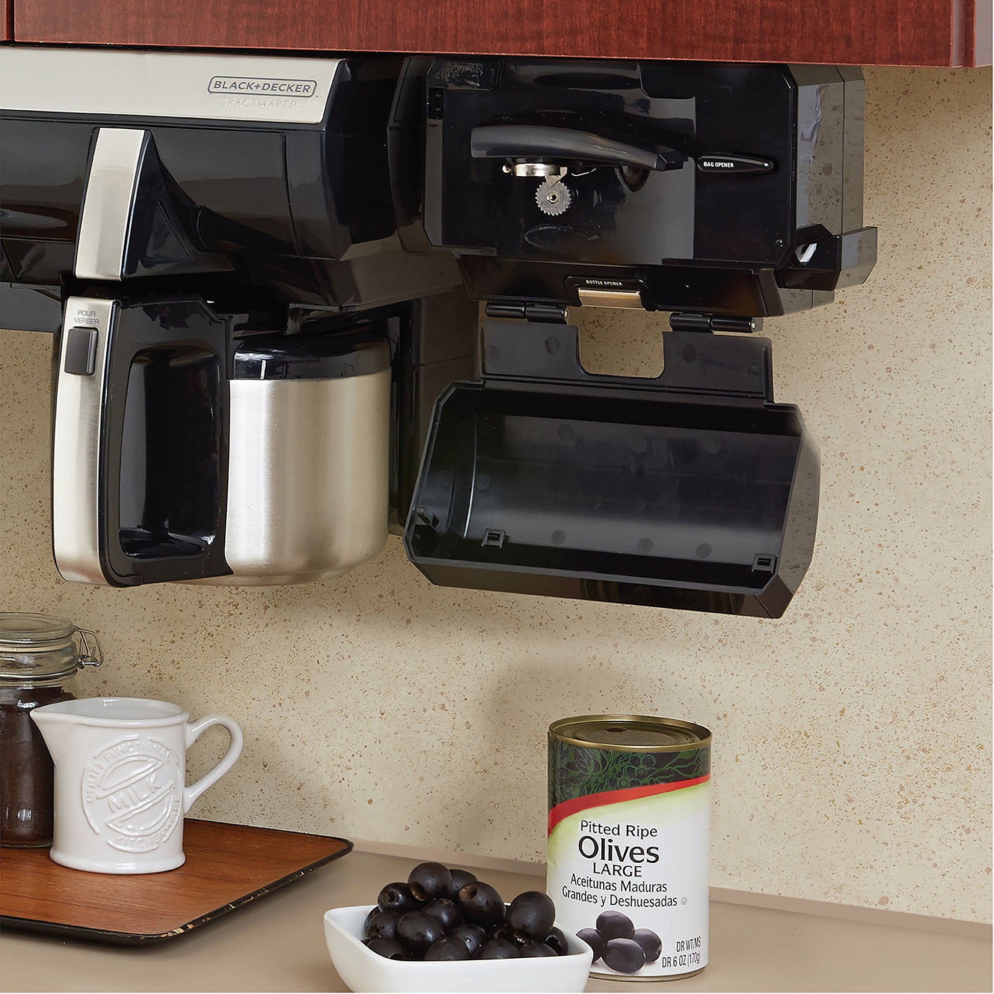 BLACK+DECKER CO100B SpaceMaker - Abrelatas multiusos, color negro