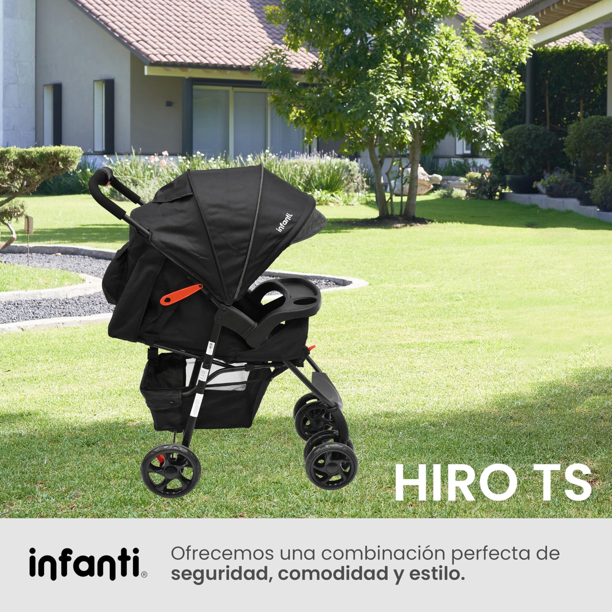 INFANTI | Carriola para Bebe HIRO TS | Carriola de Viaje y Portabebe | Travel System - Cosas para Bebes hasta 22kg | Asiento para Bebé - Autoasientos para Bebe Ligera con Arnés de Seguridad (Black)