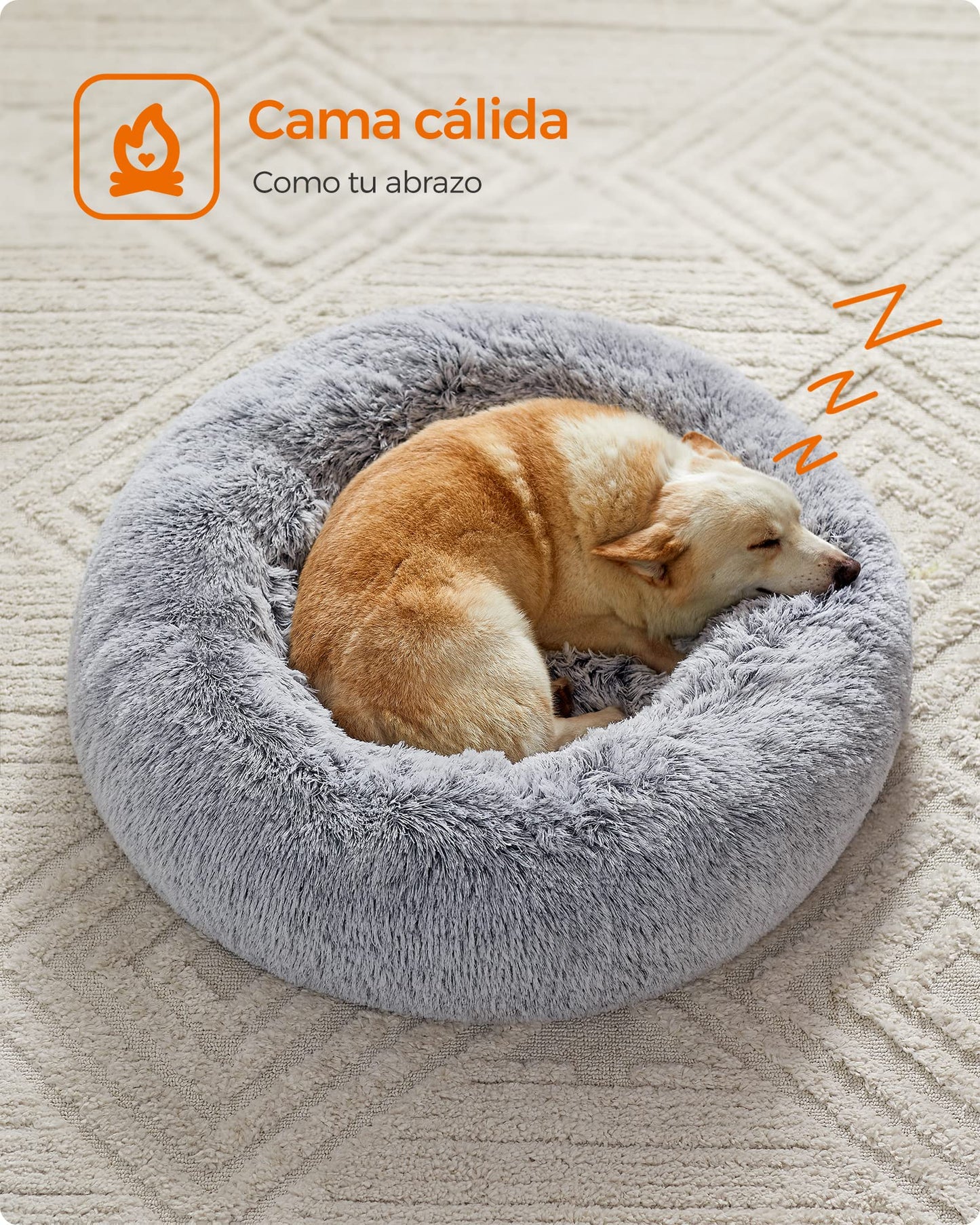 Cama de Perros Feandrea Gris Ombré con Cojín Central Extraíble y Lavable