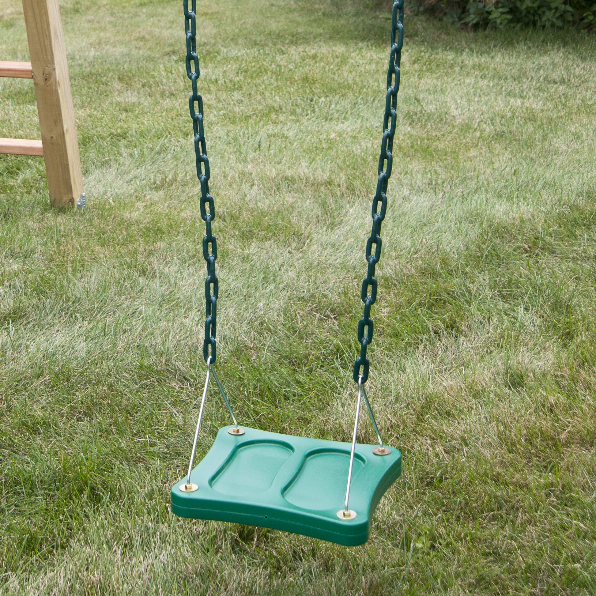 Columpio Swing-N-Slide Verde con Base de oscilación y Cadenas recubiertas para Juego