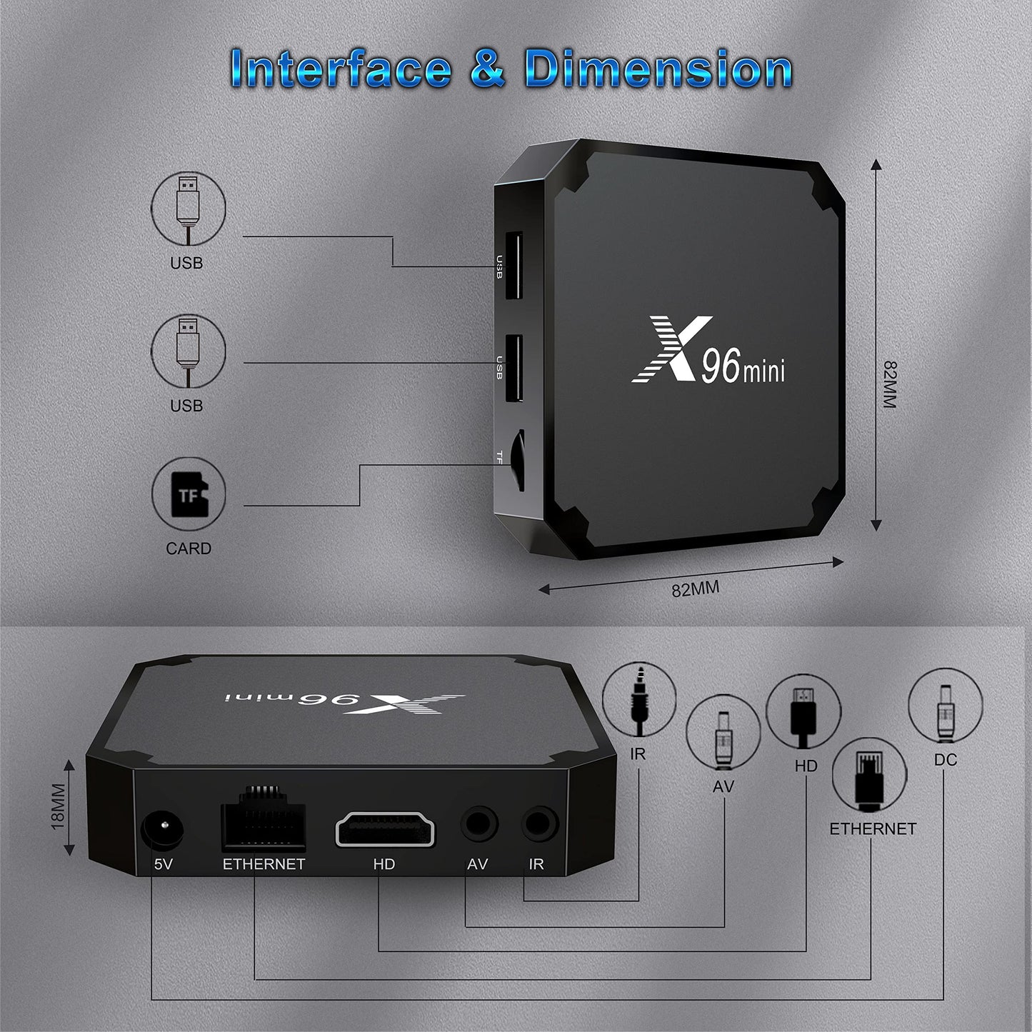 Caja de TV Android 11.0, X96 Mini Amlogic S905W2 Quad Core RAM 2GB ROM 16GB WiFi dual 2.4G/5.8G 4K HDR+ Smart Android 11.0 Media Player TV Box