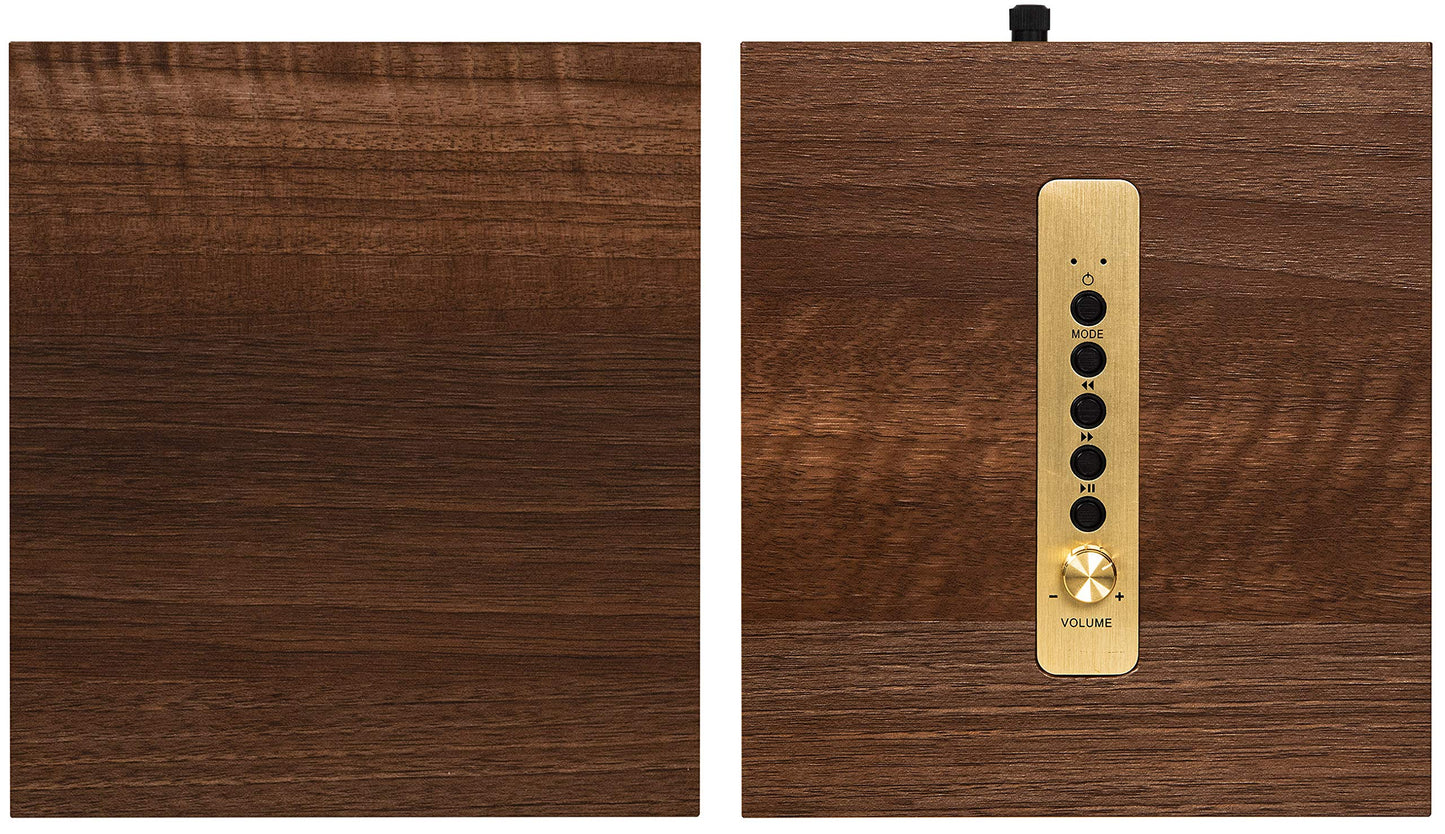 Crosley S200 - Altavoces estéreo Bluetooth de 4 Pulgadas con conexión óptica, USB y Auxiliar, Color Nogal