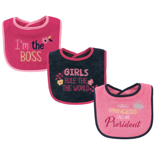 Luvable Friends Baberos unisex de algodón para bebé con relleno de fibra, regla para niñas, talla única