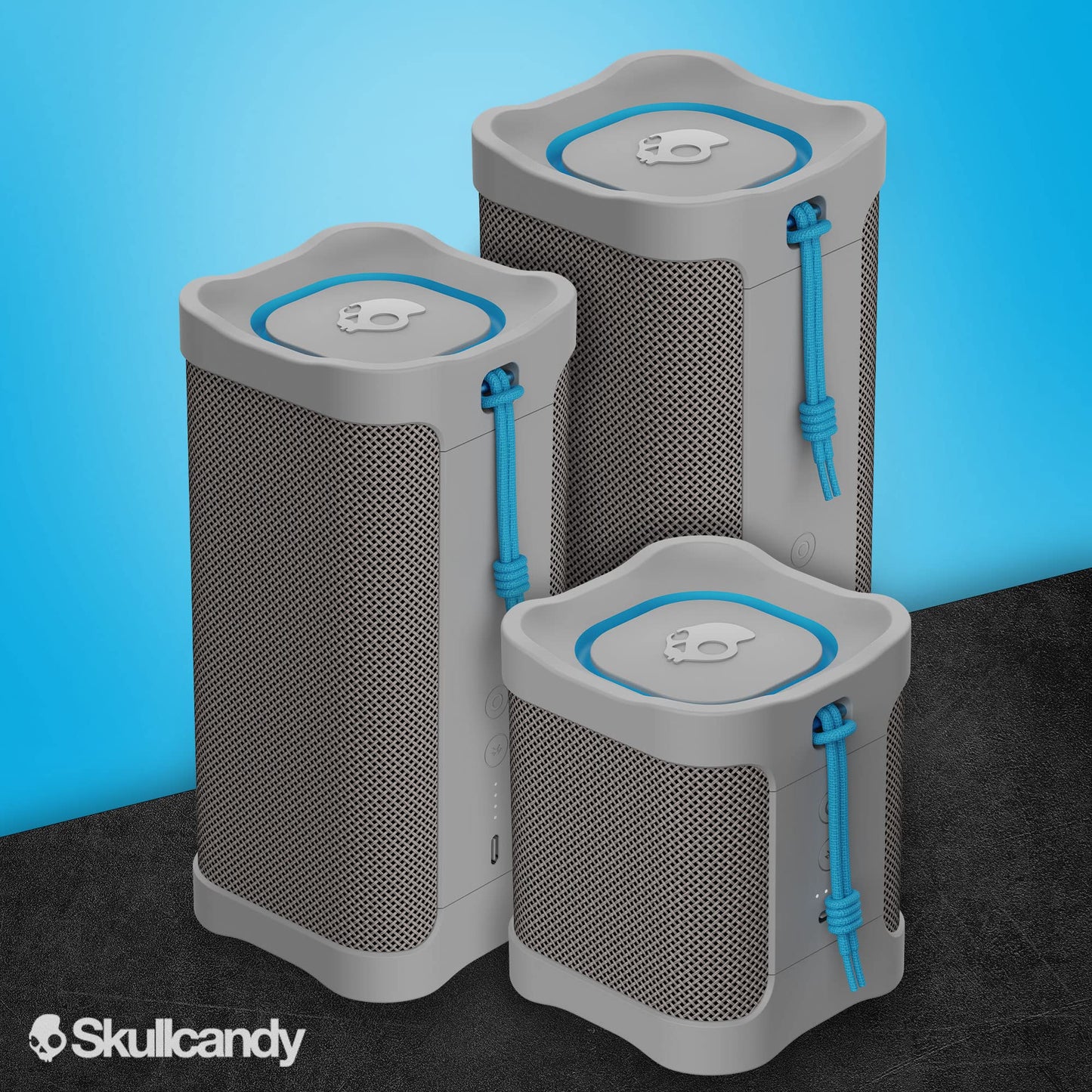 Skullcandy Terrain Mini Altavoz inalámbrico Bluetooth – Altavoz portátil Impermeable IPX7 con radiadores pasivos Personalizados duales, batería de 14 Horas, muñequera de Nailon