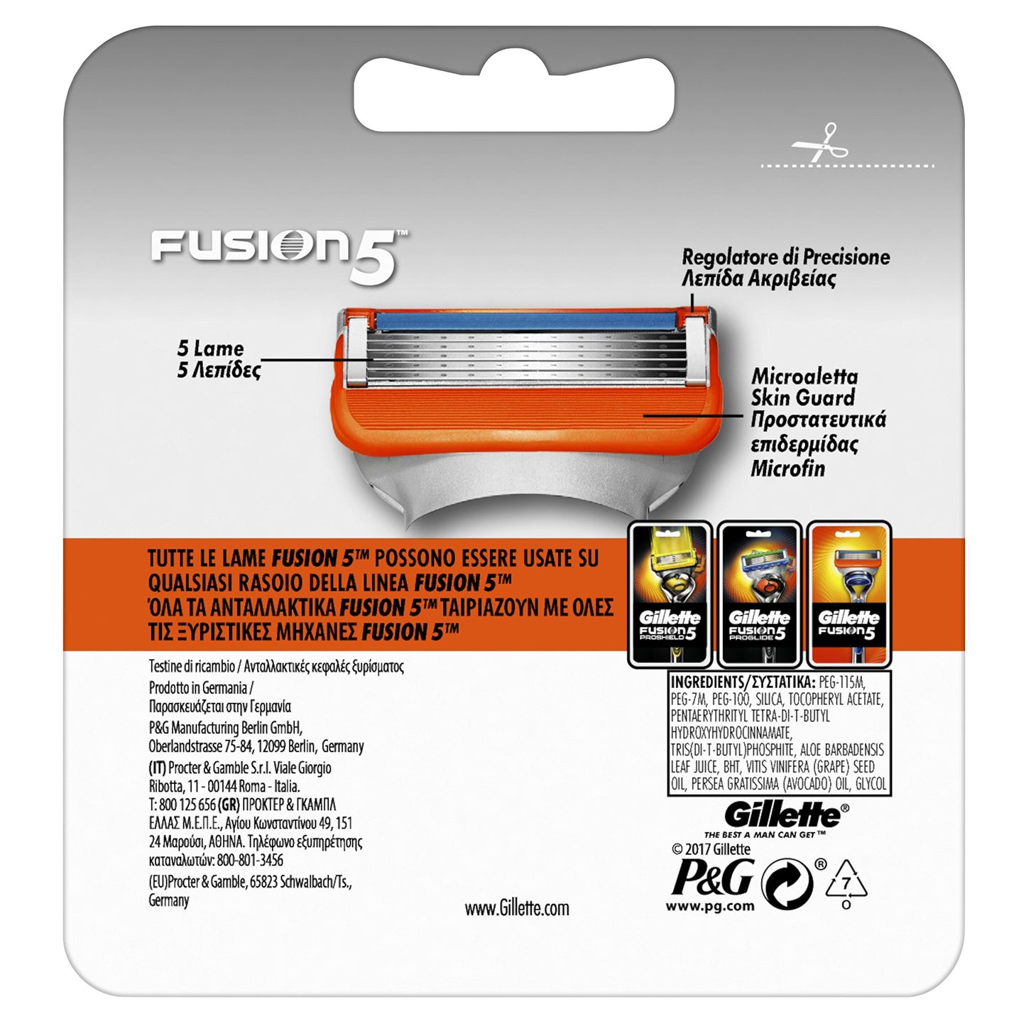 Gillette Fusion 5 Cuchillas de repuesto para hombre, 4 piezas