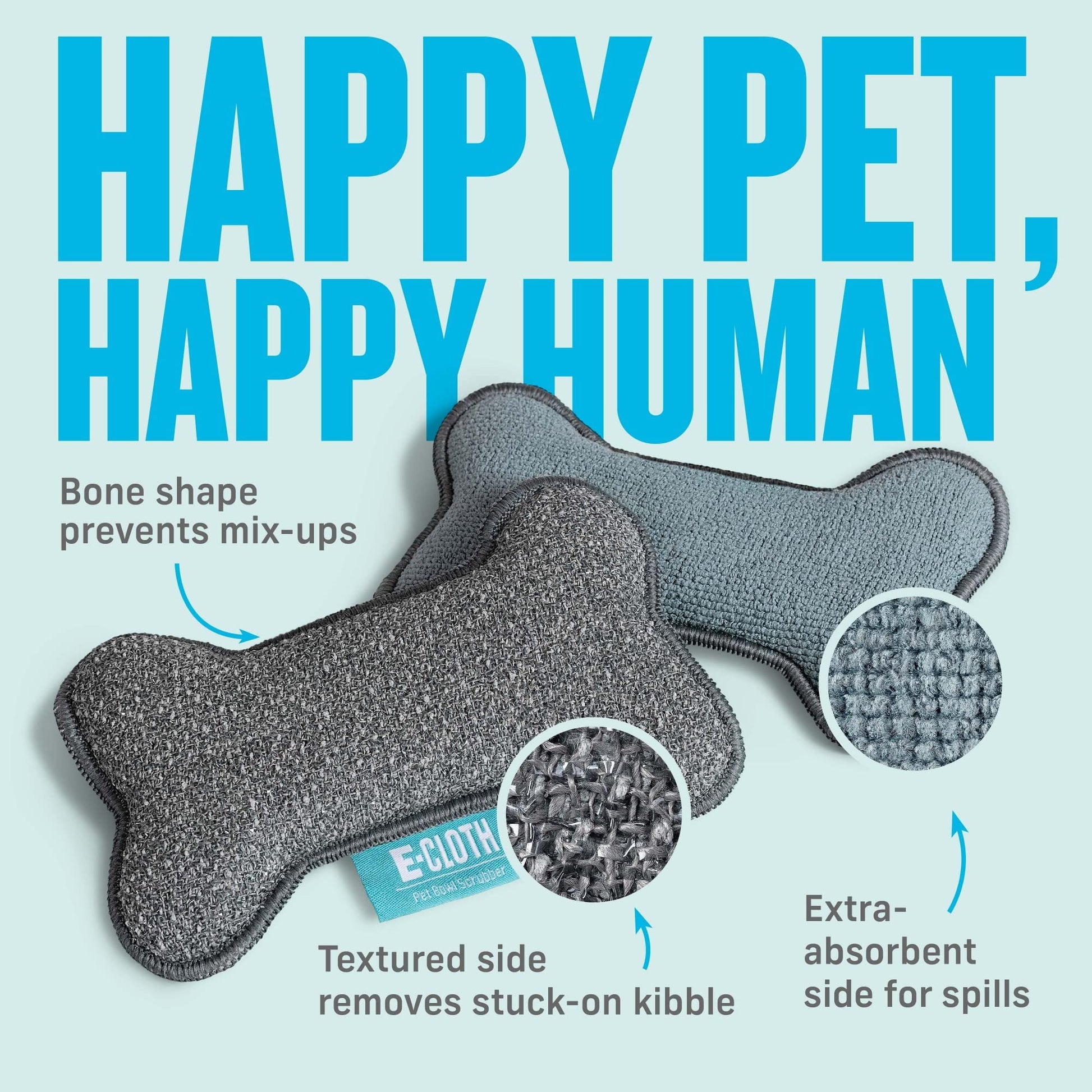E-Cloth - Depurador de Cuencos para Mascotas, con Forma de Hueso, Reutilizable, 100 Lavados