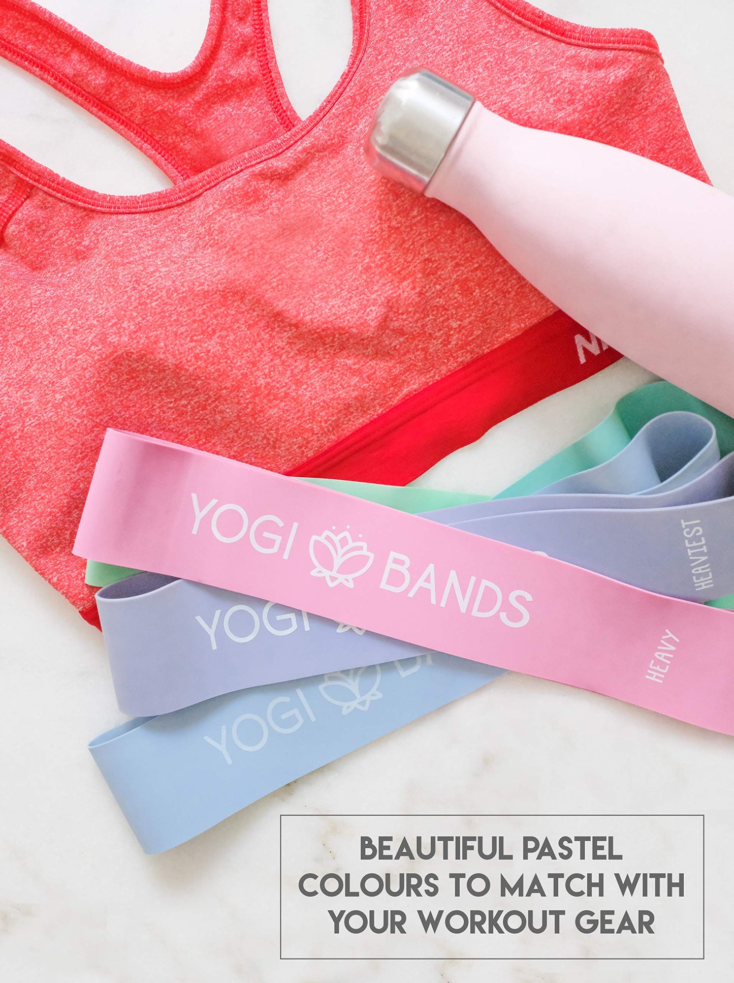 Bandas de Resistencia XNM Creations Pastel, Juego de 5 para Yoga y Fitness