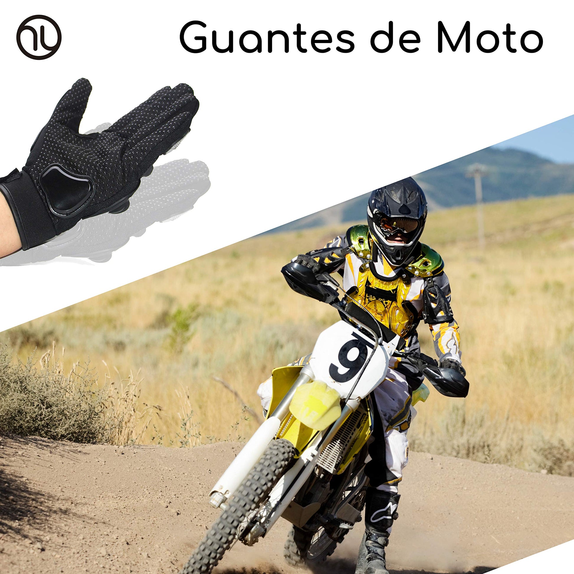 hanylish Guantes para Motociclista, Antideslizante, Cómodos y Ligeros para Hombre y Mujer, Protección Completa con Sensores Táctiles, Accesorios para Moto, Bicicleta y Senderismo (Negro - Verde, M)