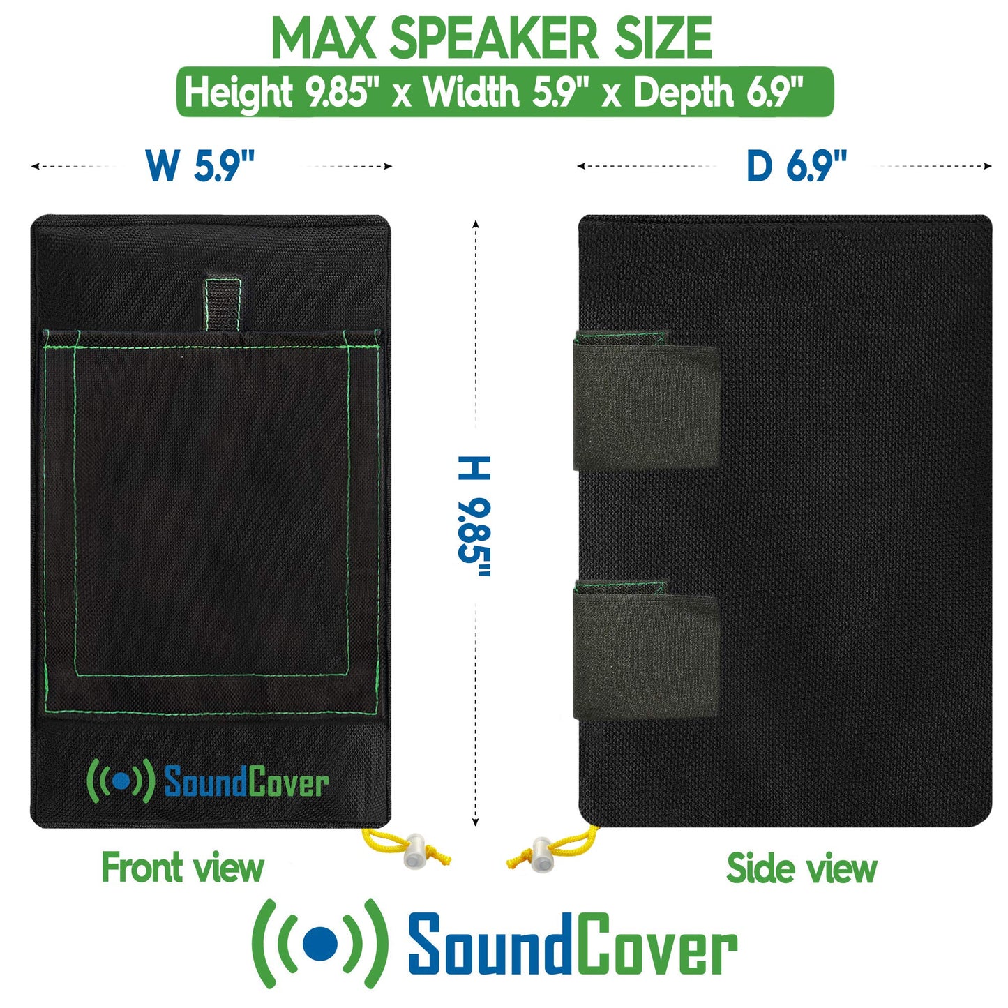 Dos cubiertas de altavoces negras impermeables 600D para altavoces montados en soporte C – Compatible con Yamaha NS-AW194, Polk Audio Atrium 4 (dimensiones máximas: H 25 cm x W 5.9 pulgadas x D 6.9