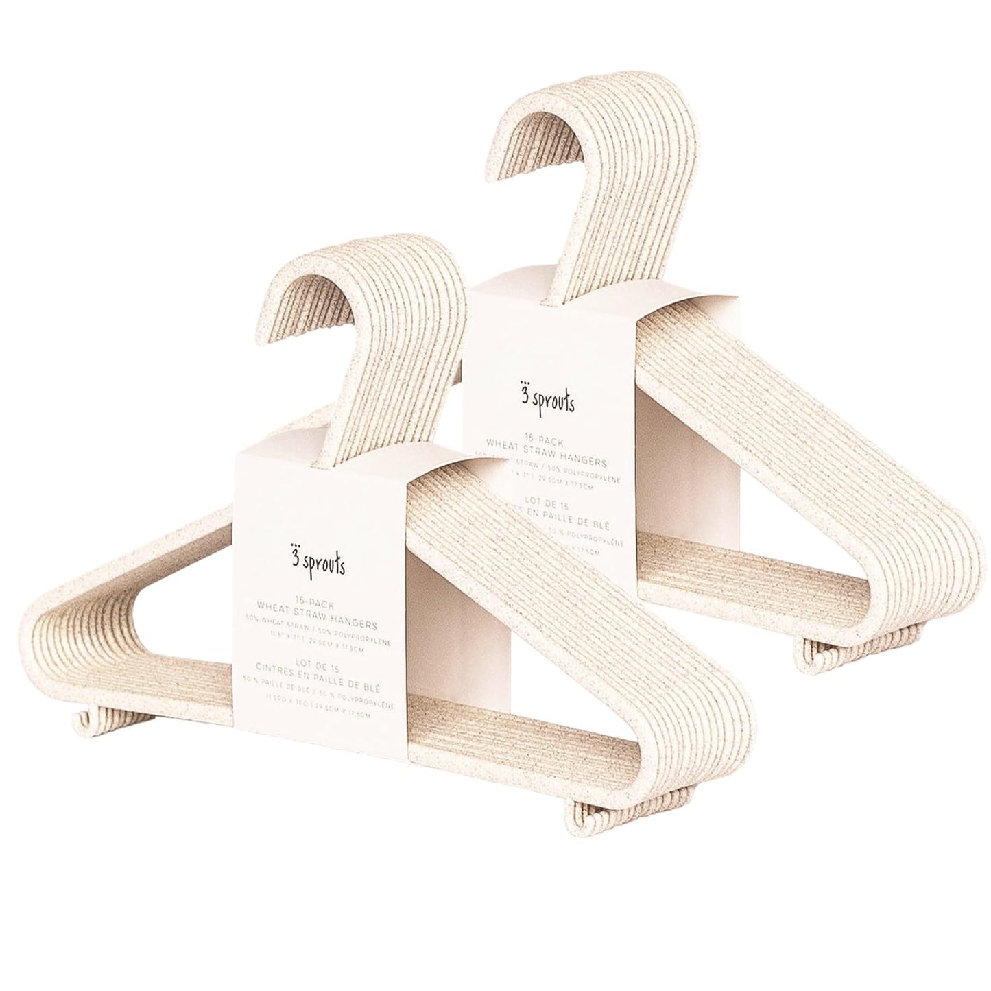 Paquete de 30 perchas de paja de trigo para bebé, paquete de 30 – Organización ecológica para armario infantil – Almacenamiento de ropa duradera para niños de recién nacidos a 5T – Crema moteada