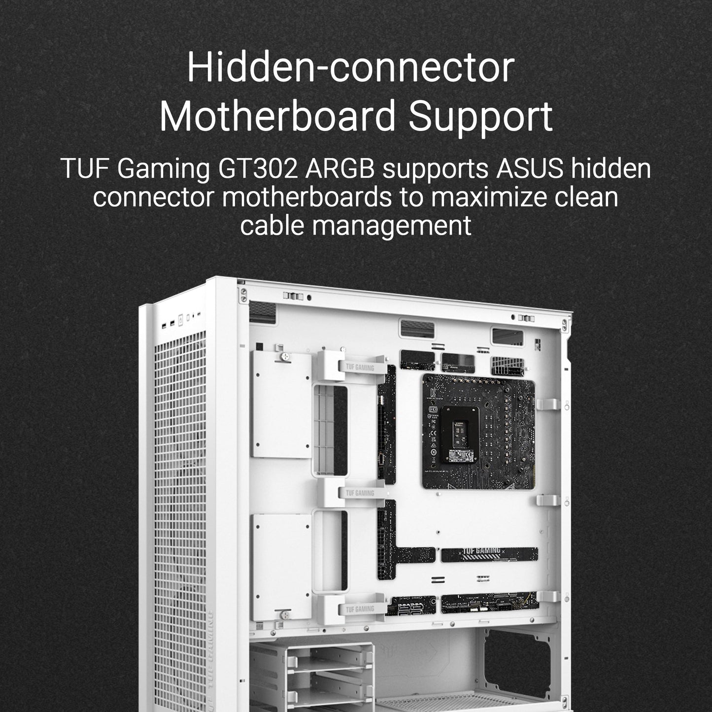 ASUS TUF Gaming GT302 ARGB White Edition ATX - Carcasa de Torre Media, Cuatro Ventiladores ARGB de 140 x 28 mm para Flujo de Aire y presión estática, Panel Intercambiable, Panel Superior Desmontable,