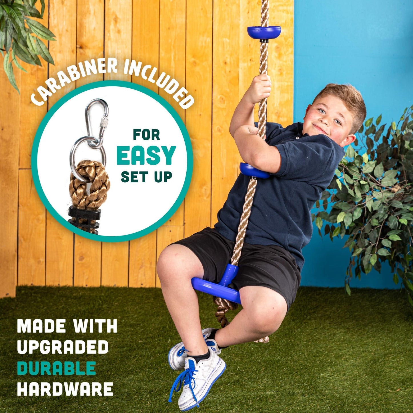 Kzings Columpio De Disco con Cuerda, Juego de Cuerda de Escalada y Asiento De Balancín, con Correa Colgar y Ganchos A Presión, para Parque, Infantil, Patioal