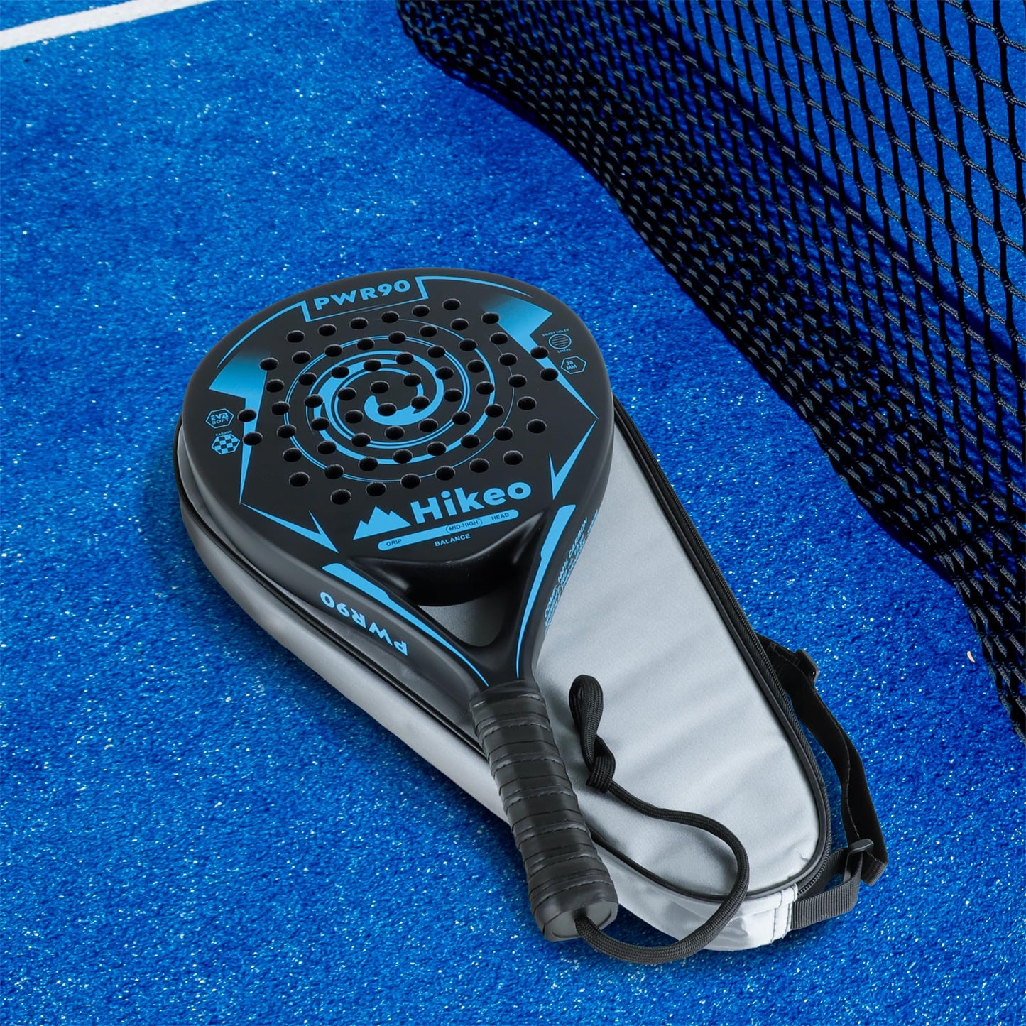 Hikeo Pala de Pádel con Funda, 3 Pelotas y Grip, Kit de Raqueta para Pádel Fabricada con Espuma EVA Flexible y 100% Fibra de Carbono, Resistente y Ligera, para Principiantes e Intermedios