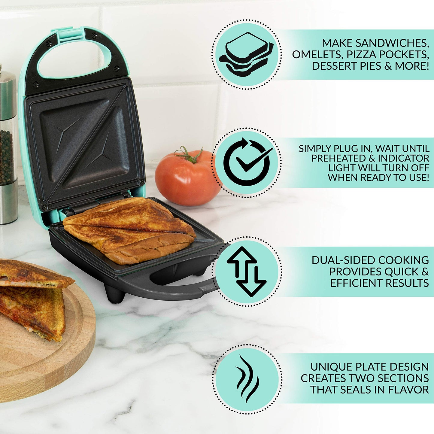 Máquina de Bocadillos Nostalgia Verde Menta para Pizza, Quesadillas y Más