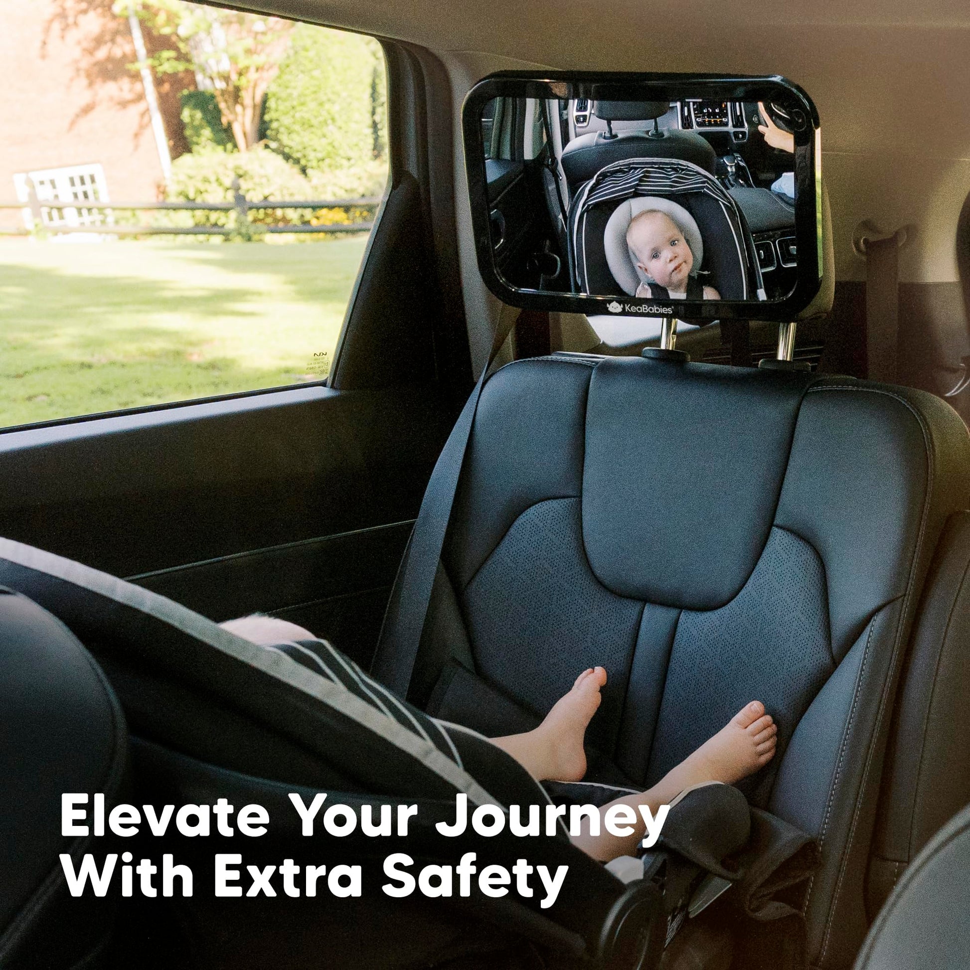 Espejo de seguridad para asiento de coche de bebé, amplio espejo de coche inastillable para asiento trasero del bebé, vista cristalina, accesorios de viaje, fácil de instalar y ajustable para