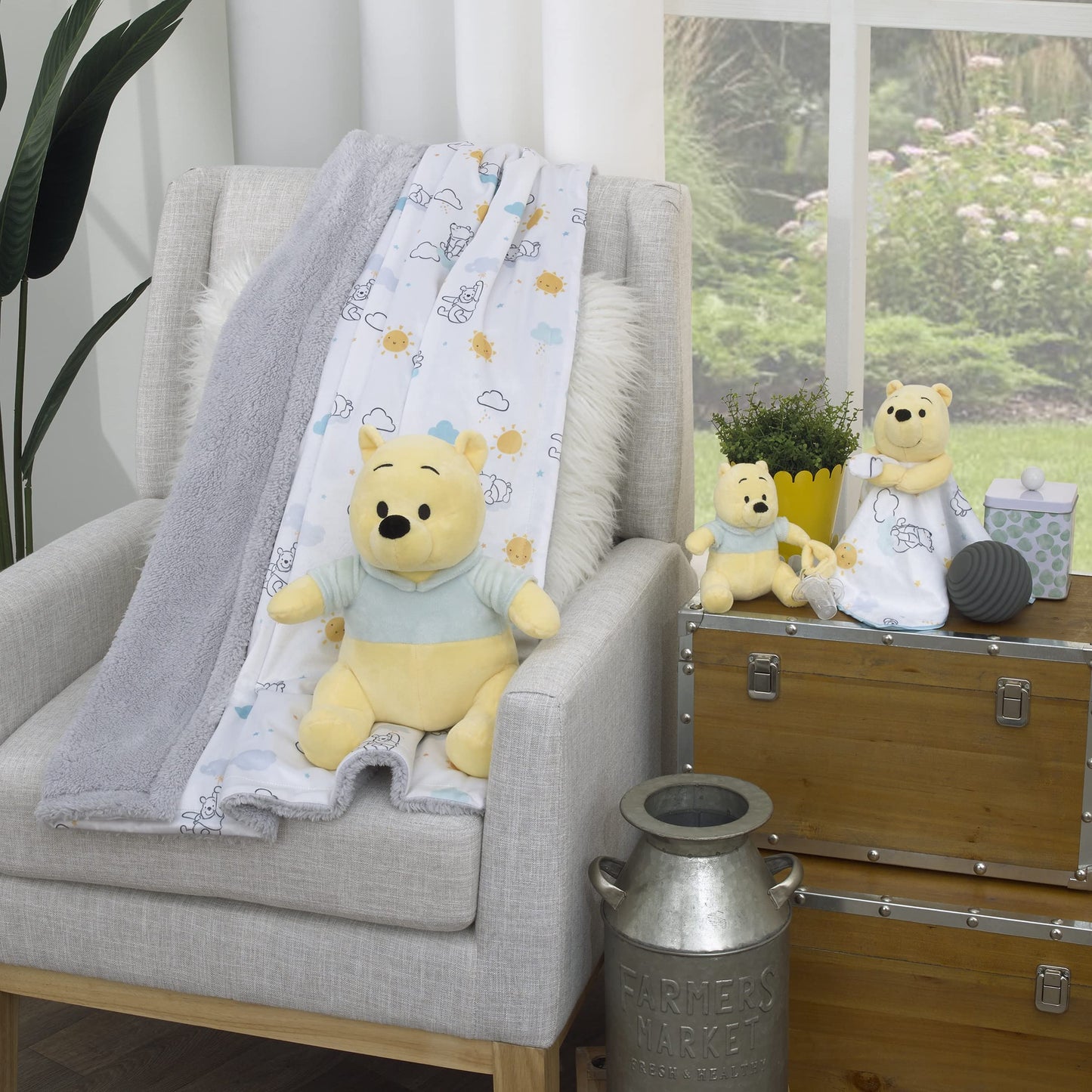 Disney Winnie The Pooh - Chupete calmante de Peluche Amarillo y Aguamarina