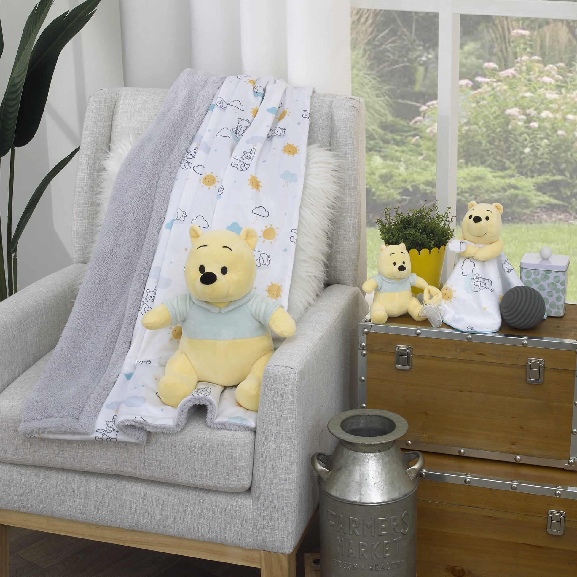 Disney Winnie The Pooh - Chupete calmante de Peluche Amarillo y Aguamarina
