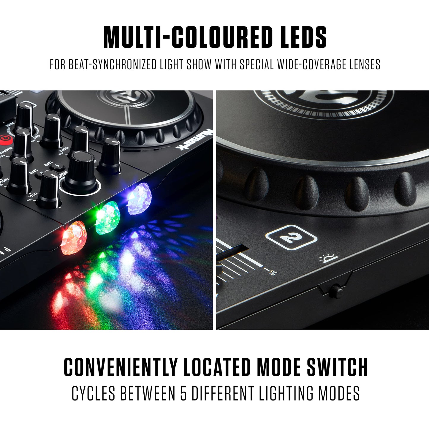 Controlador DJ Numark Party Mix II Luces Integradas para Serato DJ Lite y Algoriddim djay Pro AI