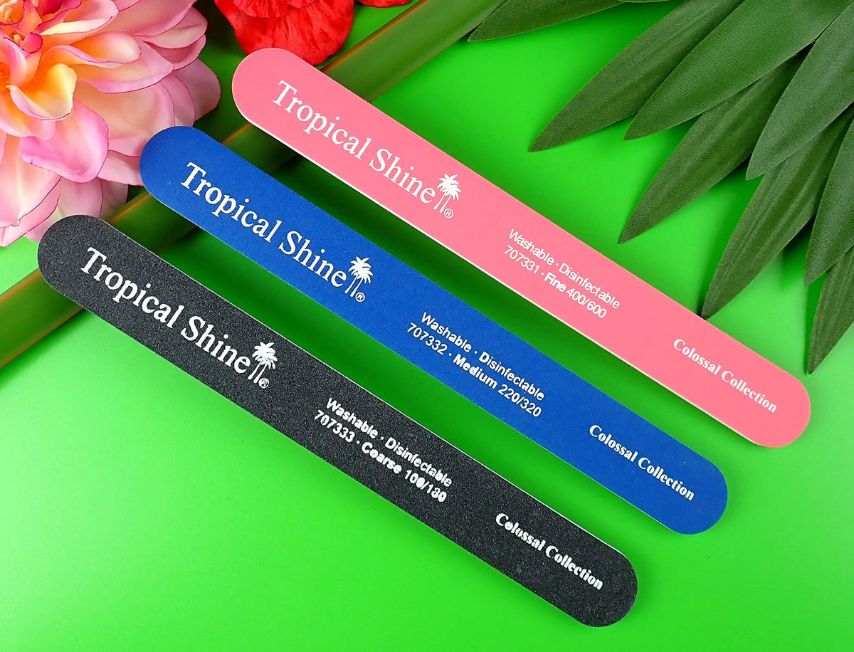 Tropical Shine 22cm Nail Files For Natural and Acrylic Nails. 3 pcs.