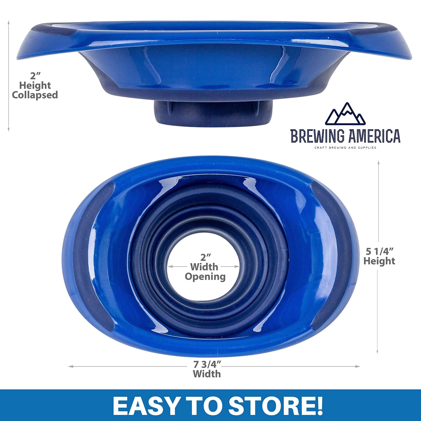 Embudo Plegable de Silicona Azul para Conservas de Boca Ancha y Tarros Regulares