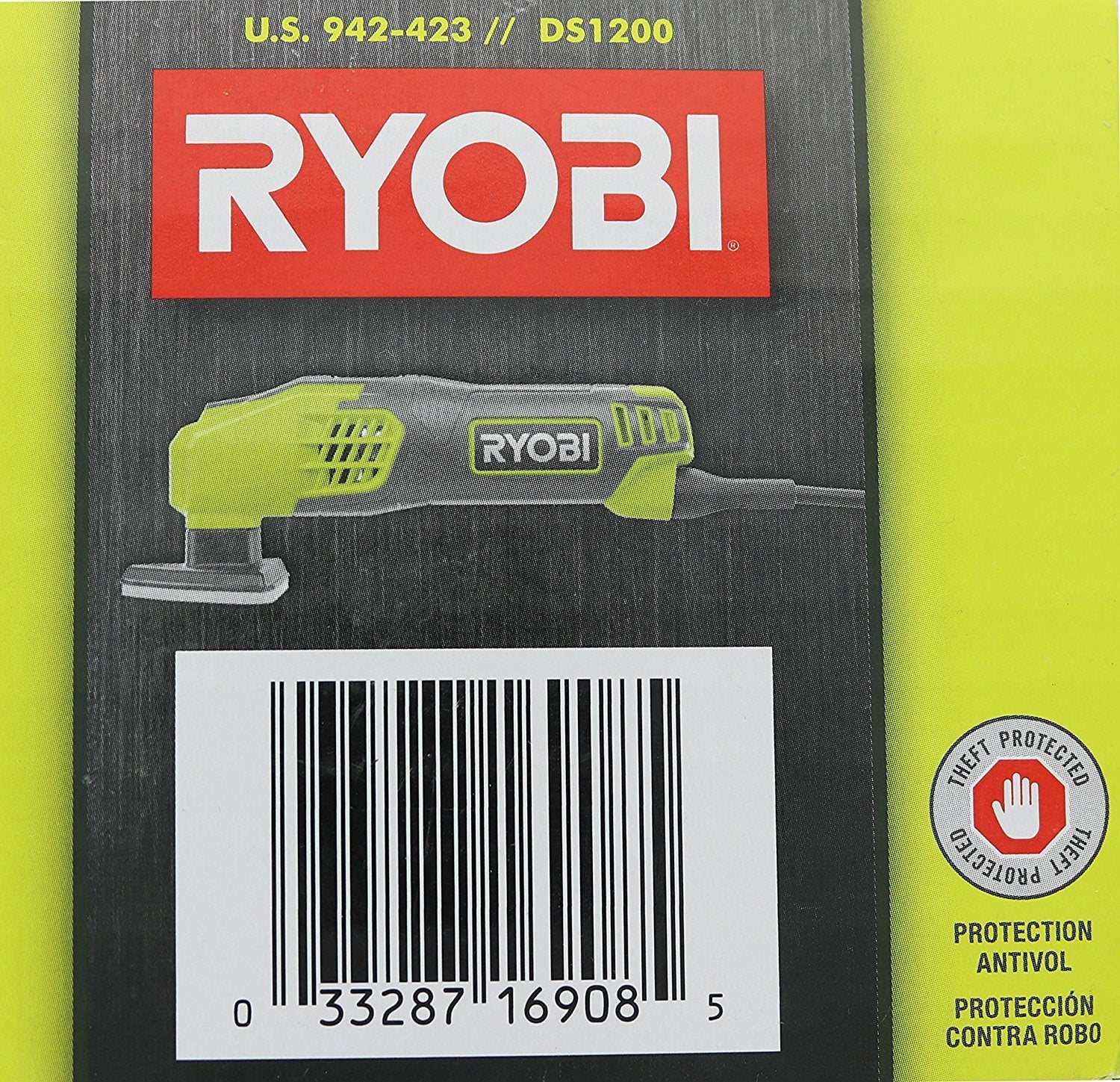 Ryobi DS1200 - Lijadora de detalles con cabeza triangular y 5 almohadillas para orejas de lijado con cable DS1200, 13.000 OBM, con cable de 2-7/8 pulgadas