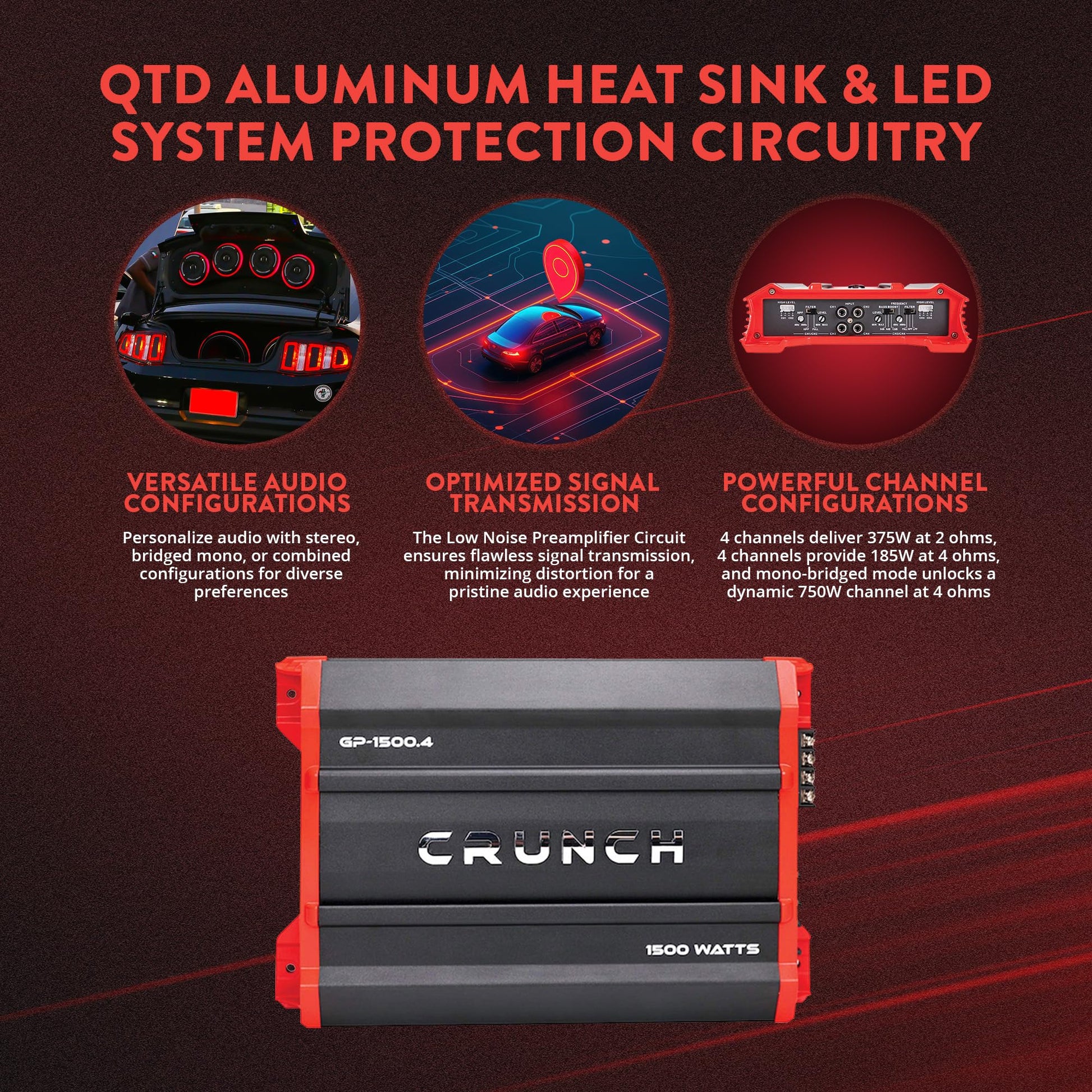 Crunch Ground Pounder GP-1500.4 Amplificador de 4 Canales de 1500 W