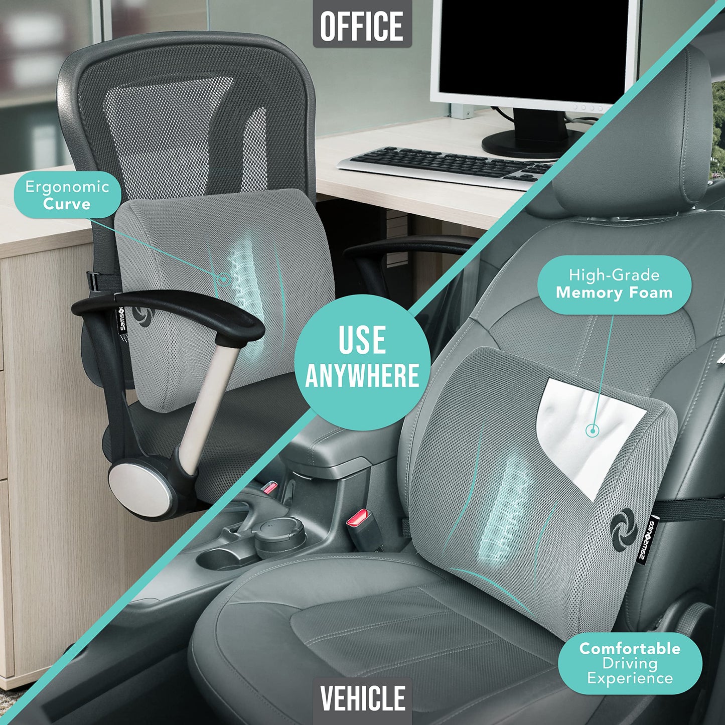Almohada Cervical Samsonite Gris para Viaje en Coche