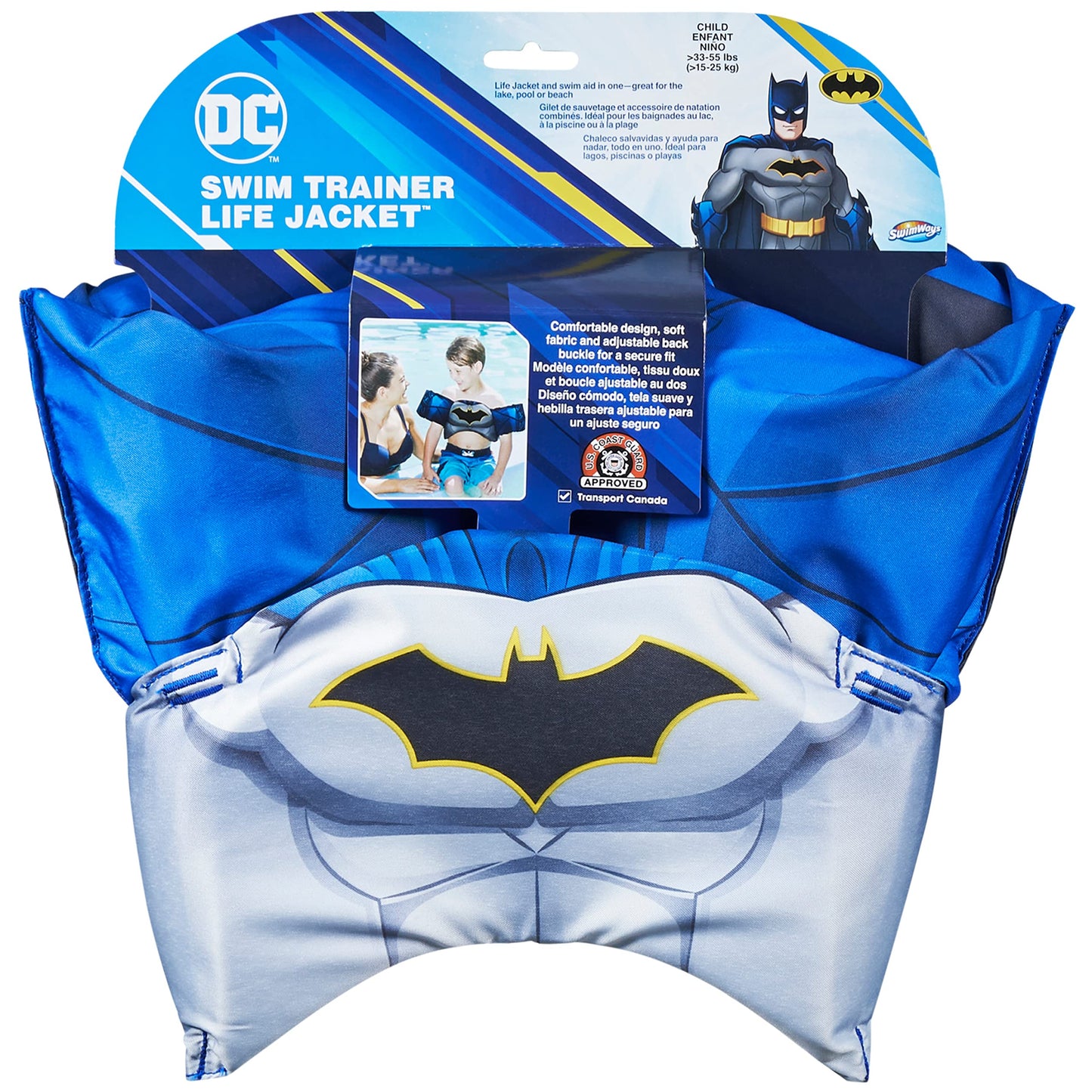 Chaleco Salvavidas SwimWays DC Batman Aprobado por la Guardia Costera para Niños