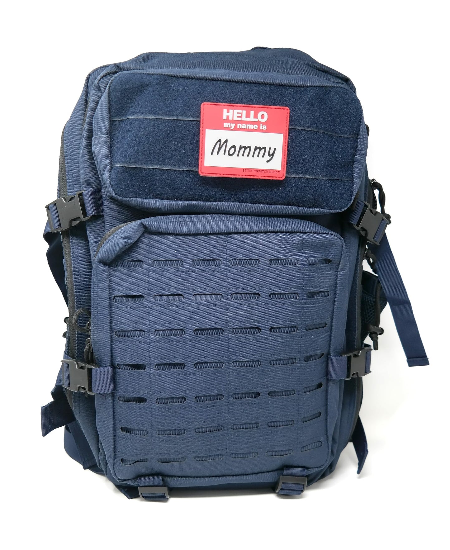 Hello My Name is Mommy Parche de PVC con gancho y bucle | Divertido parche táctico para bolsas de pañales y equipo de papá